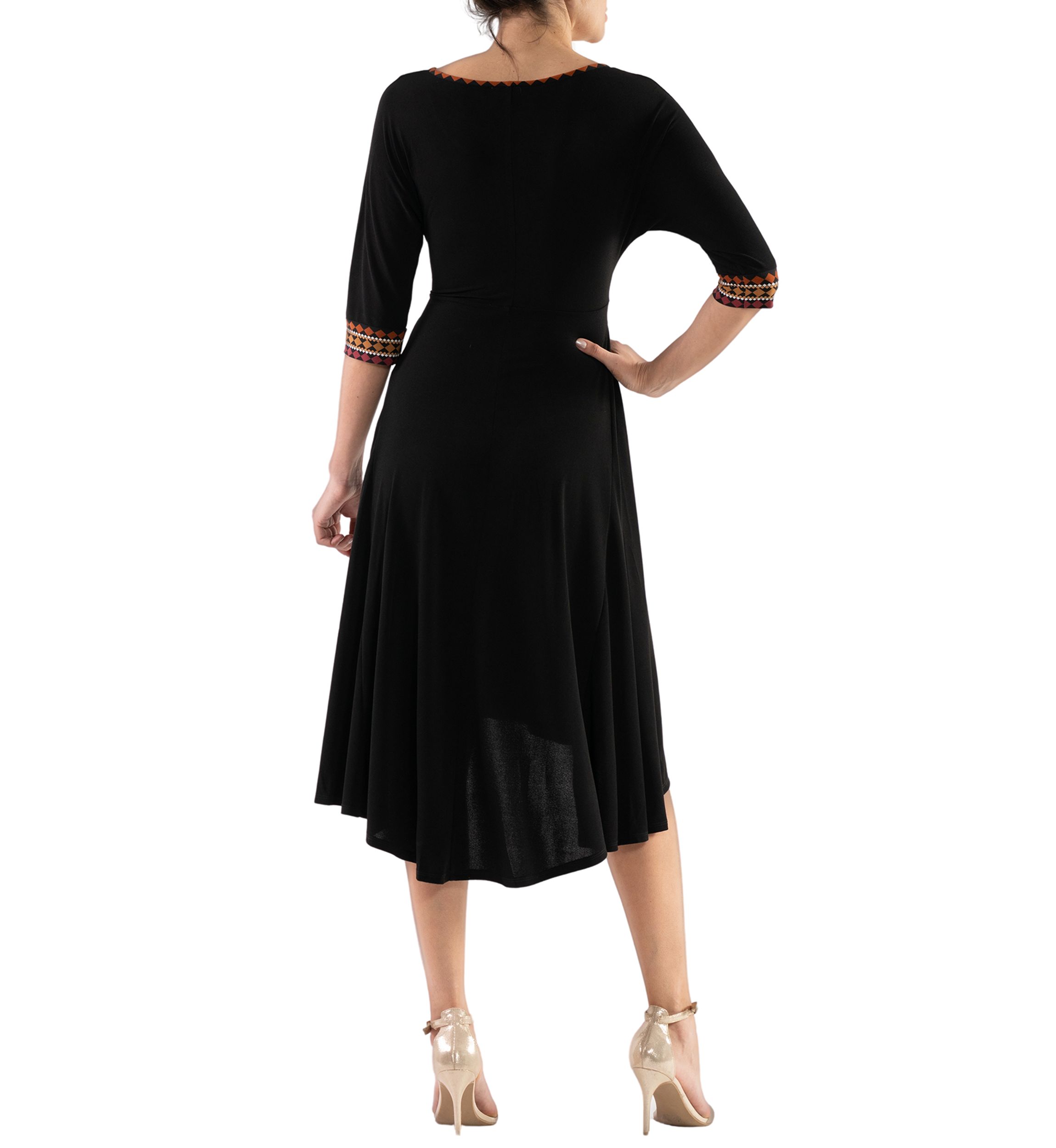 Womens Printed Belted Fit and Flare Dress