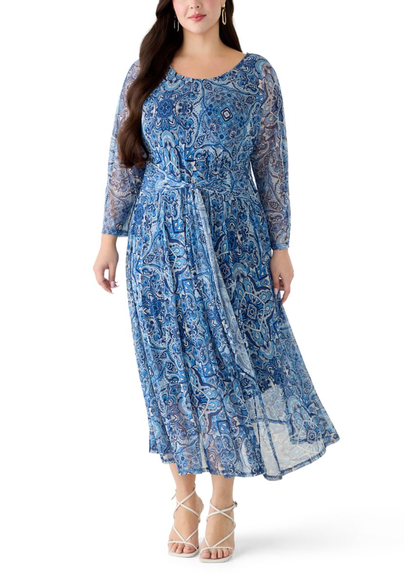 blue midi dress floral Cara Cara Alba Tossed Floral Blue Cotton Midi Dress