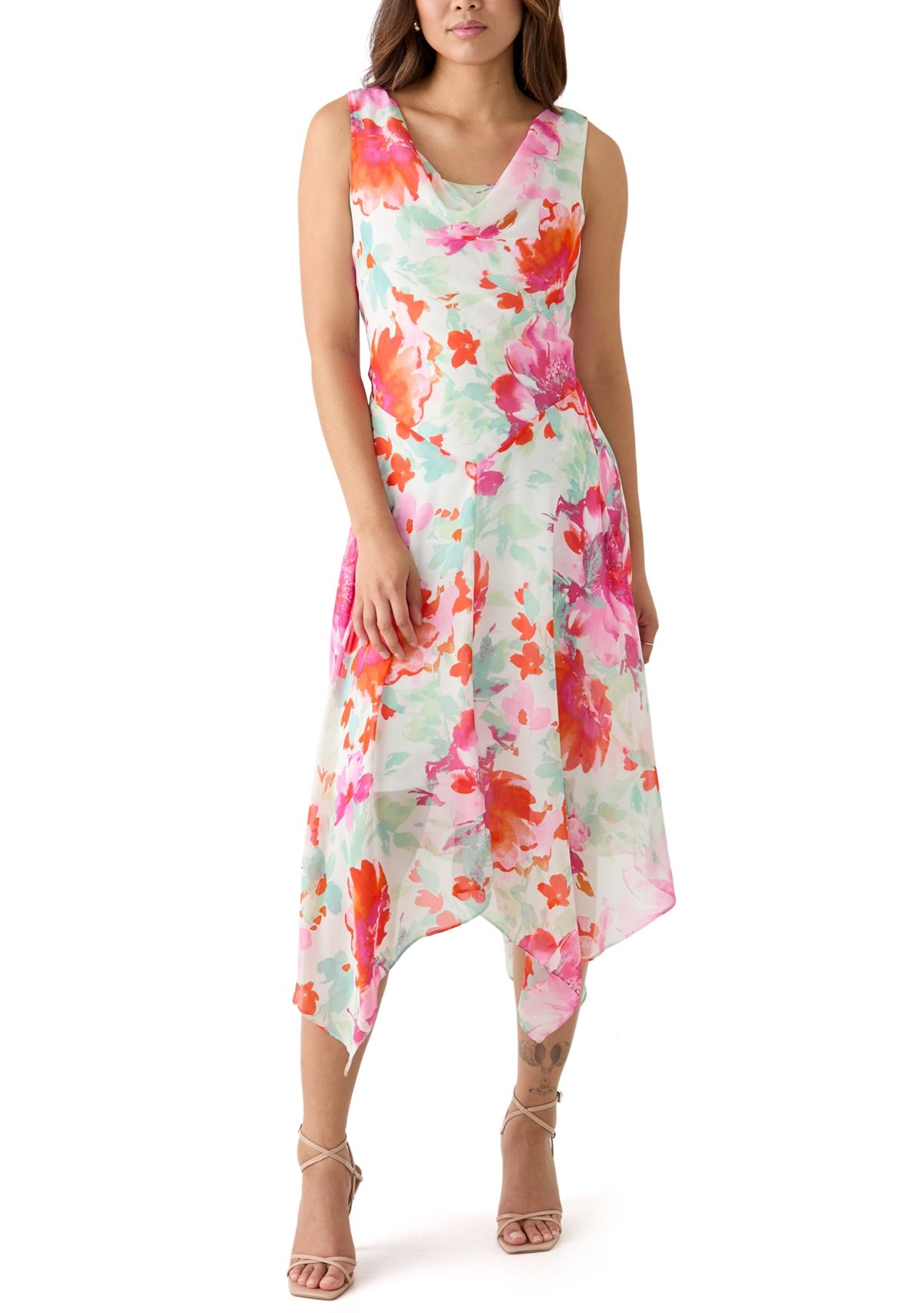 Womens Floral Printed Chiffon Dress
