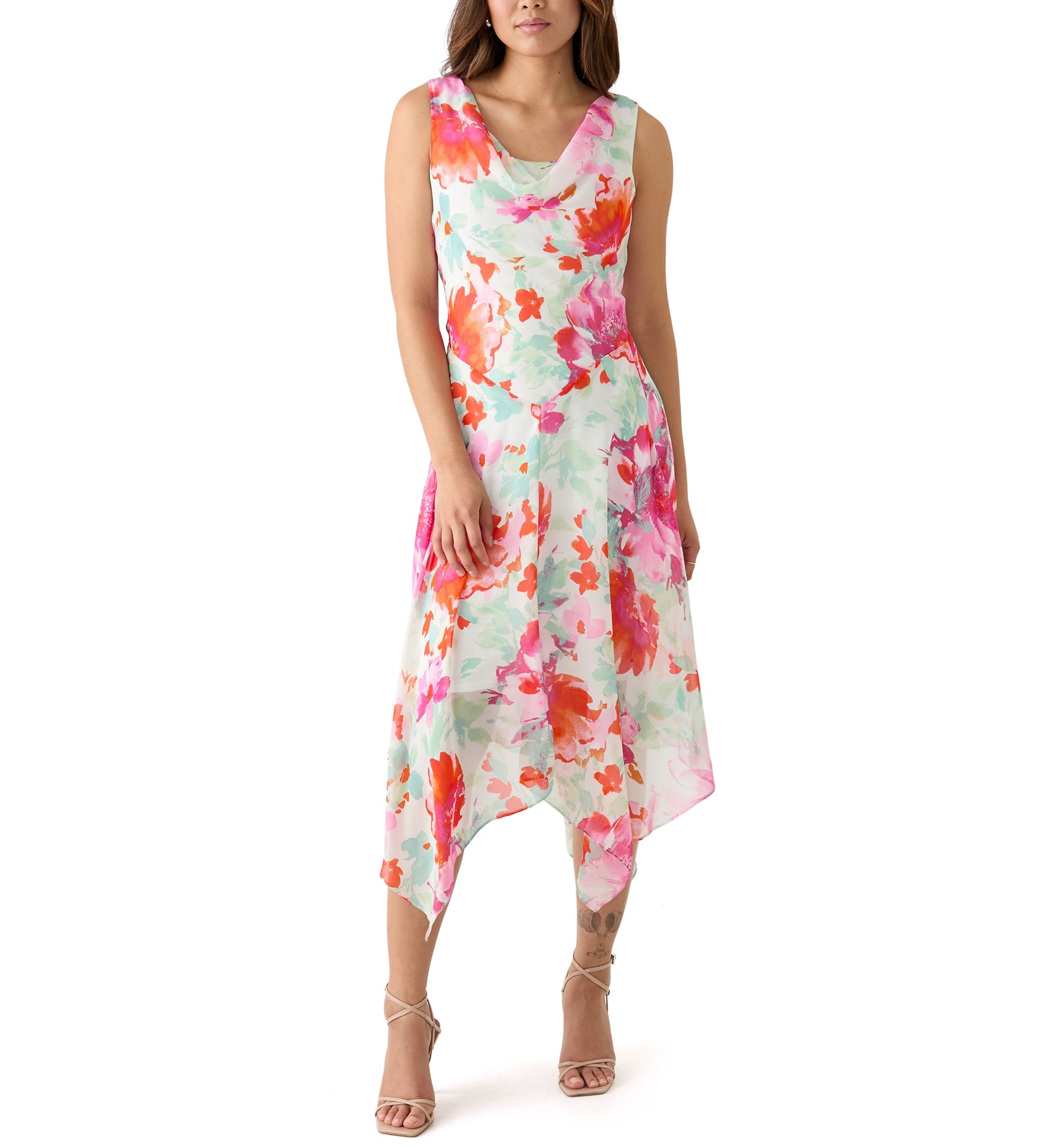 Womens Floral Printed Chiffon Dress