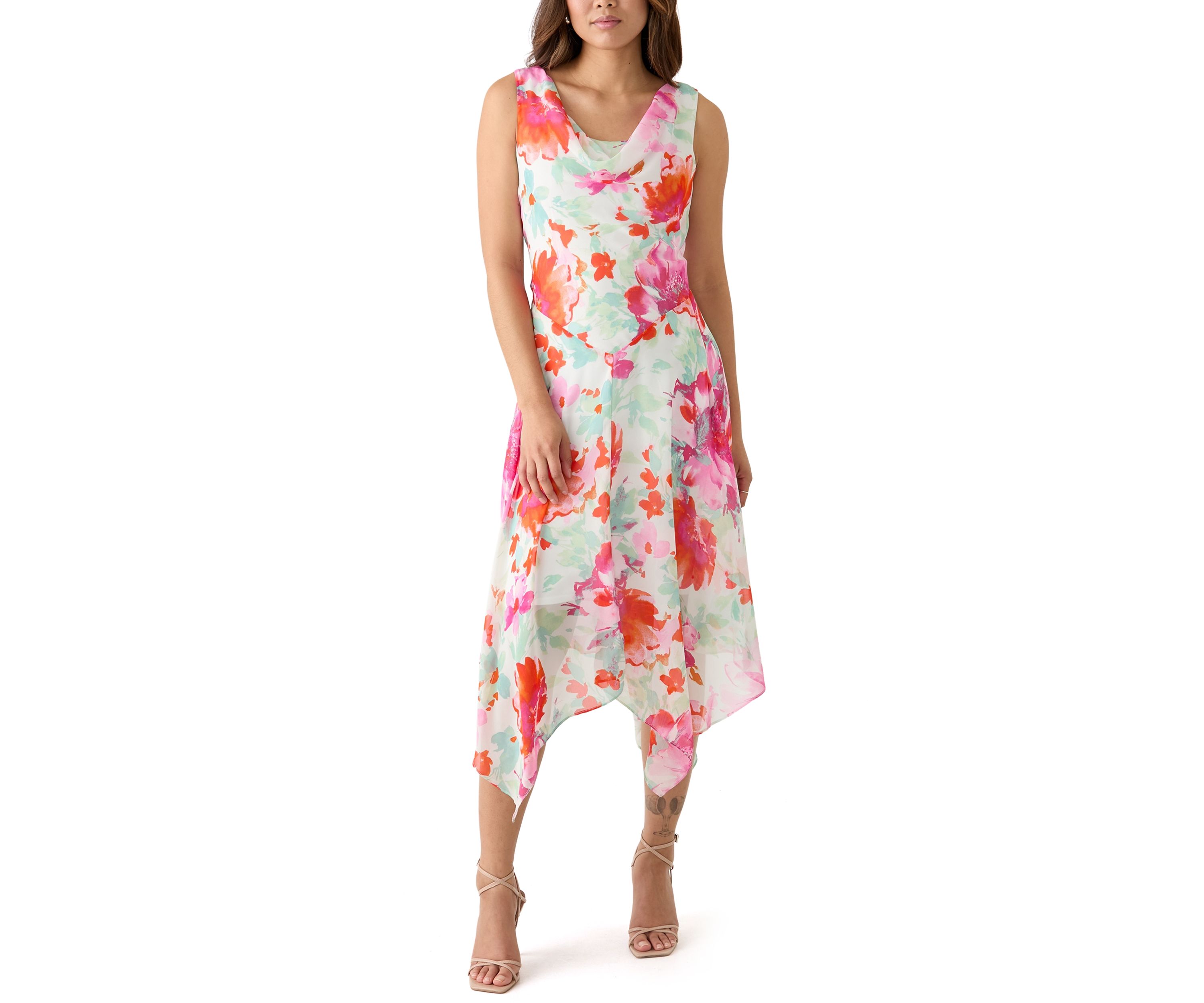 Womens Floral Printed Chiffon Dress