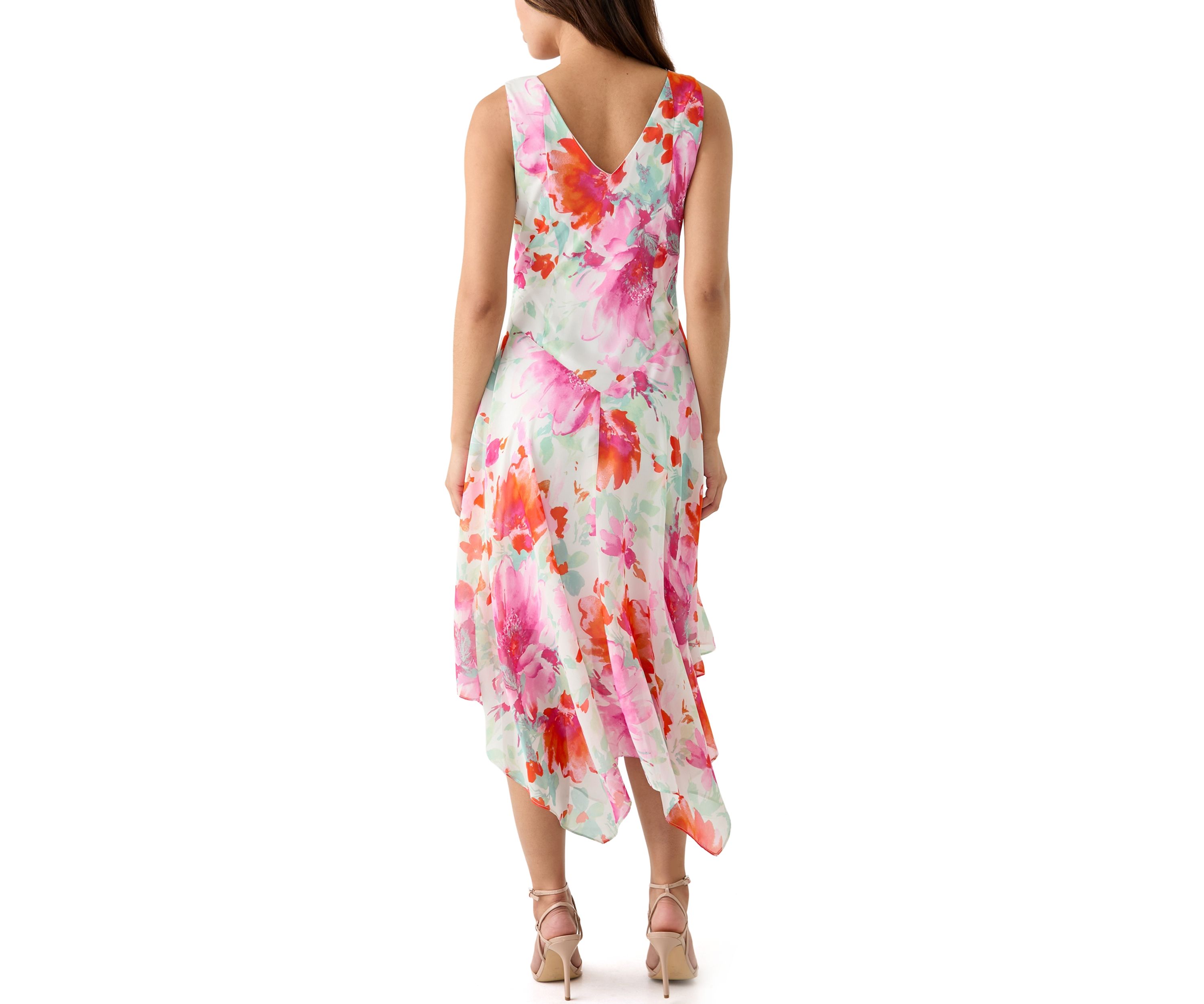 Womens Floral Printed Chiffon Dress