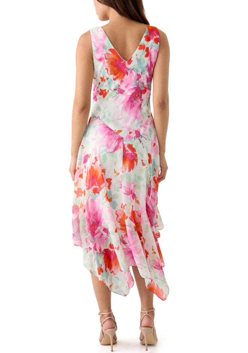 Womens Floral Printed Chiffon Dress