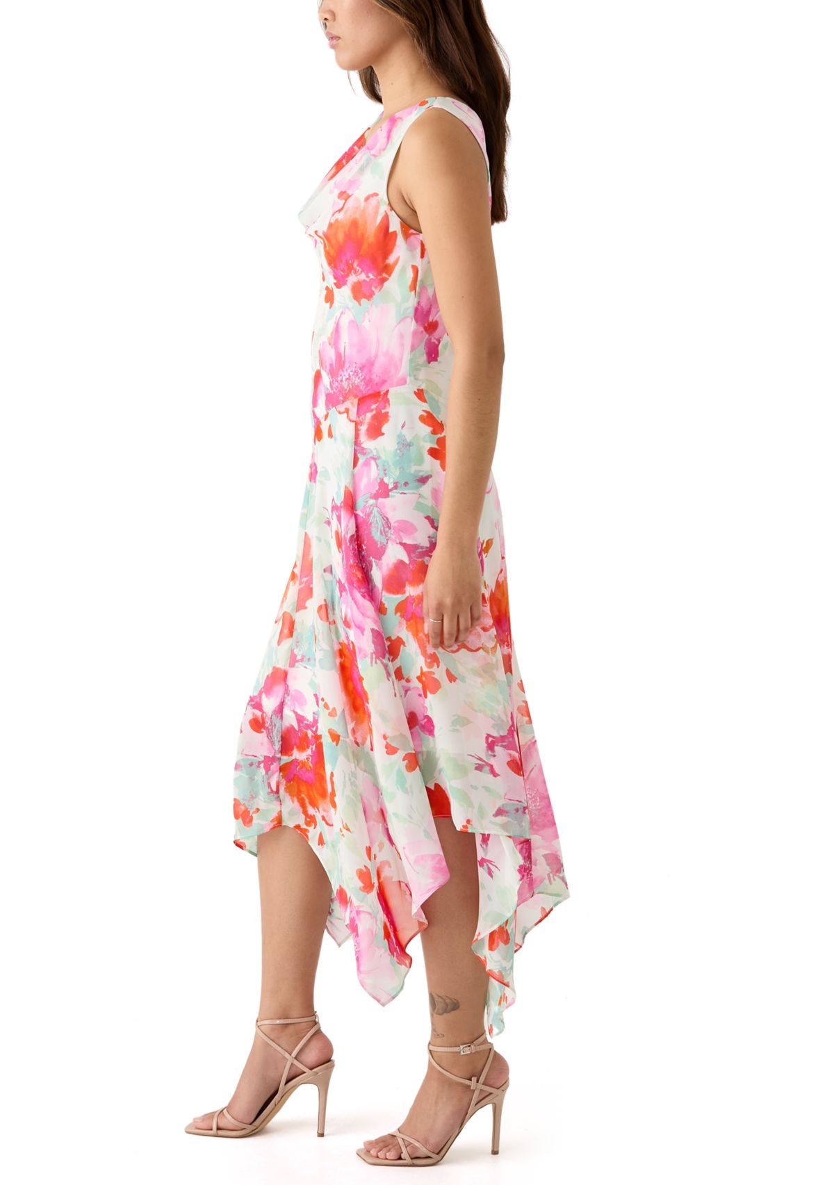 Womens Floral Printed Chiffon Dress