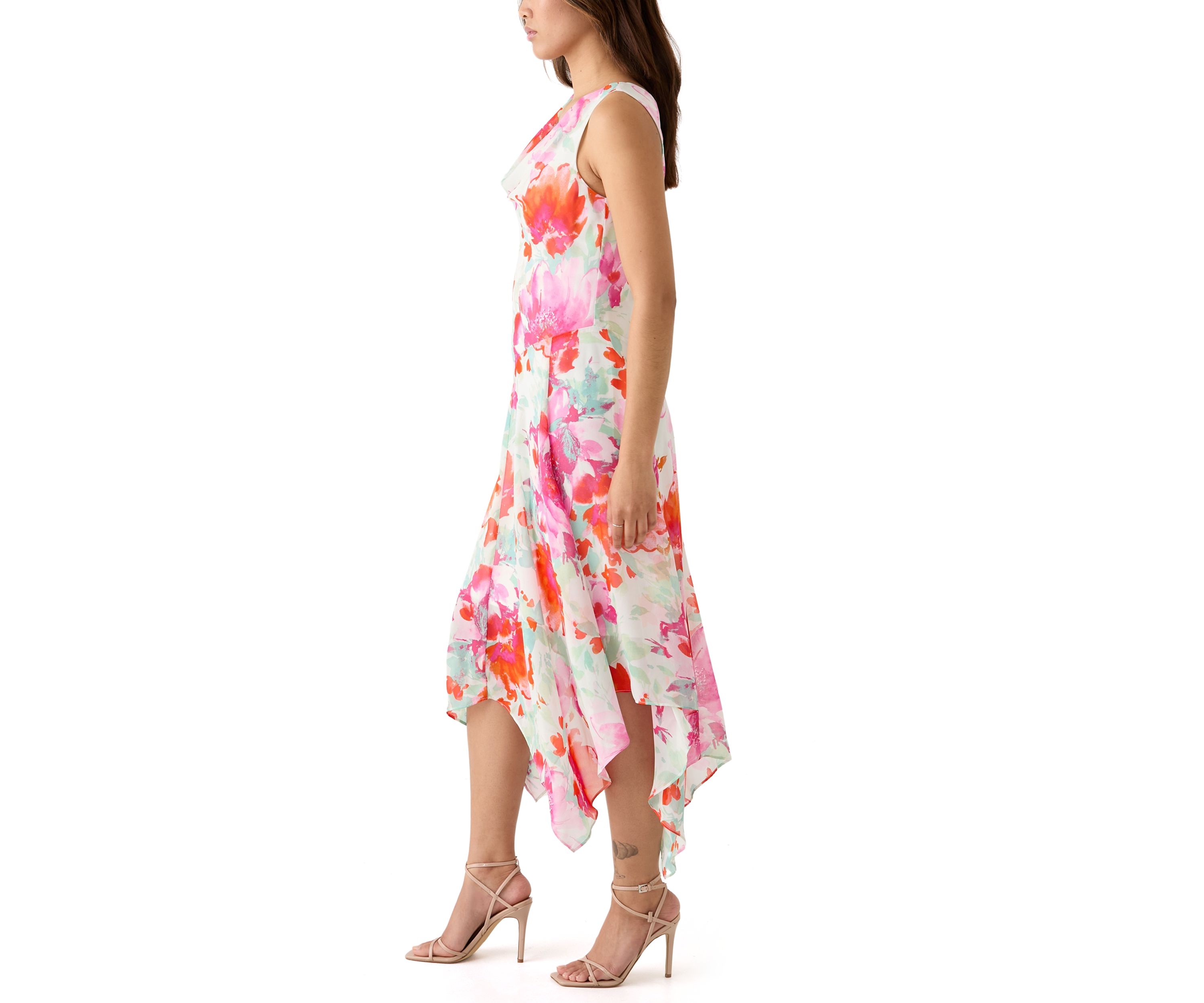 Womens Floral Printed Chiffon Dress