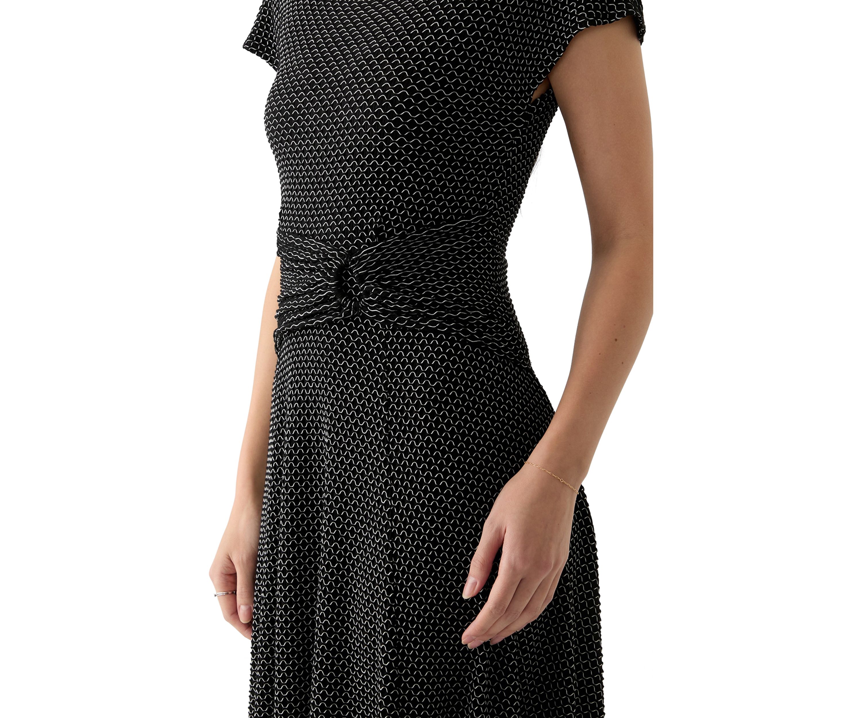 Womens Printed Fit and Flare Midi Dress