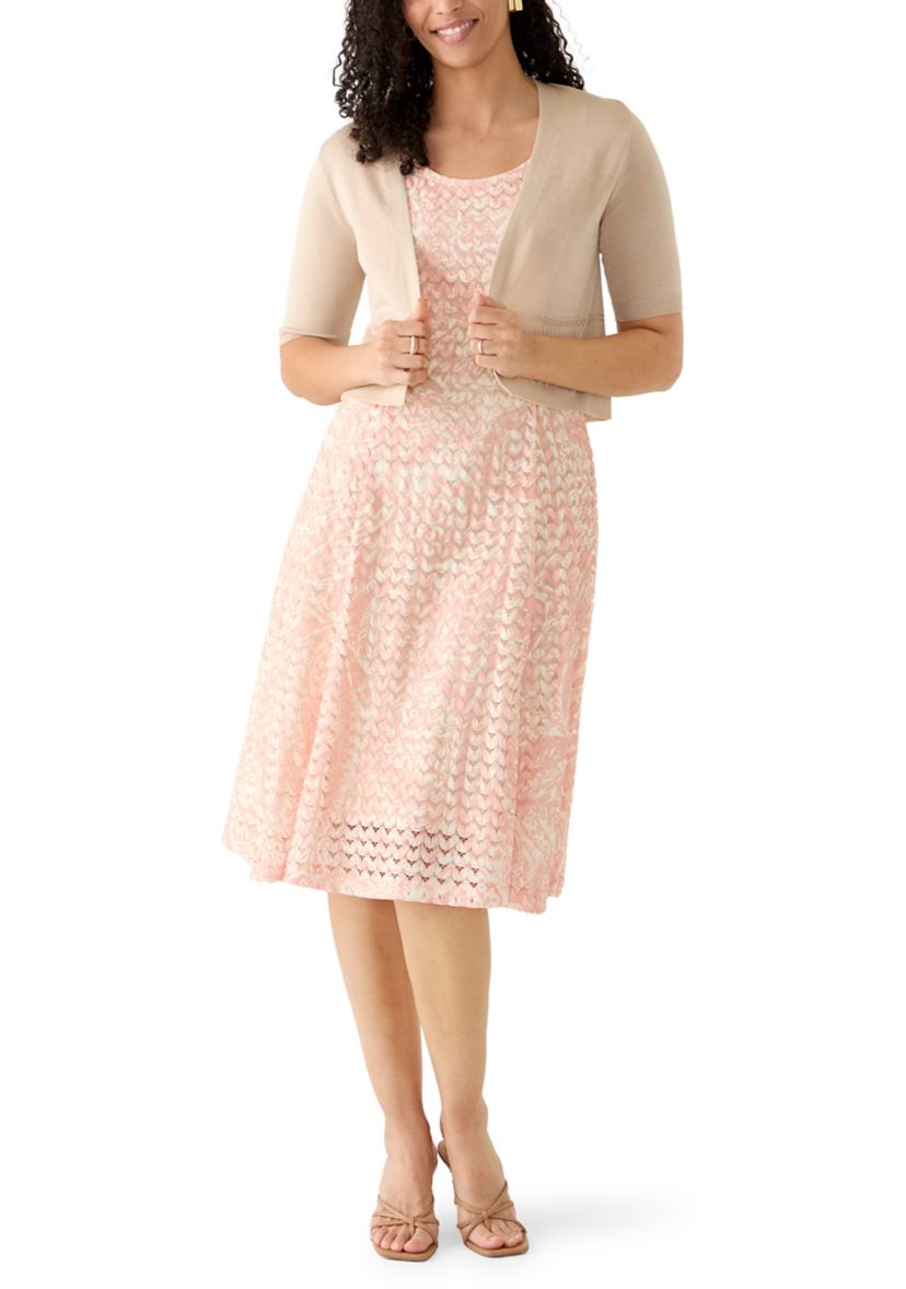 Robbie Bee Women's Crochet Jacket Lace Dress Set | Belk