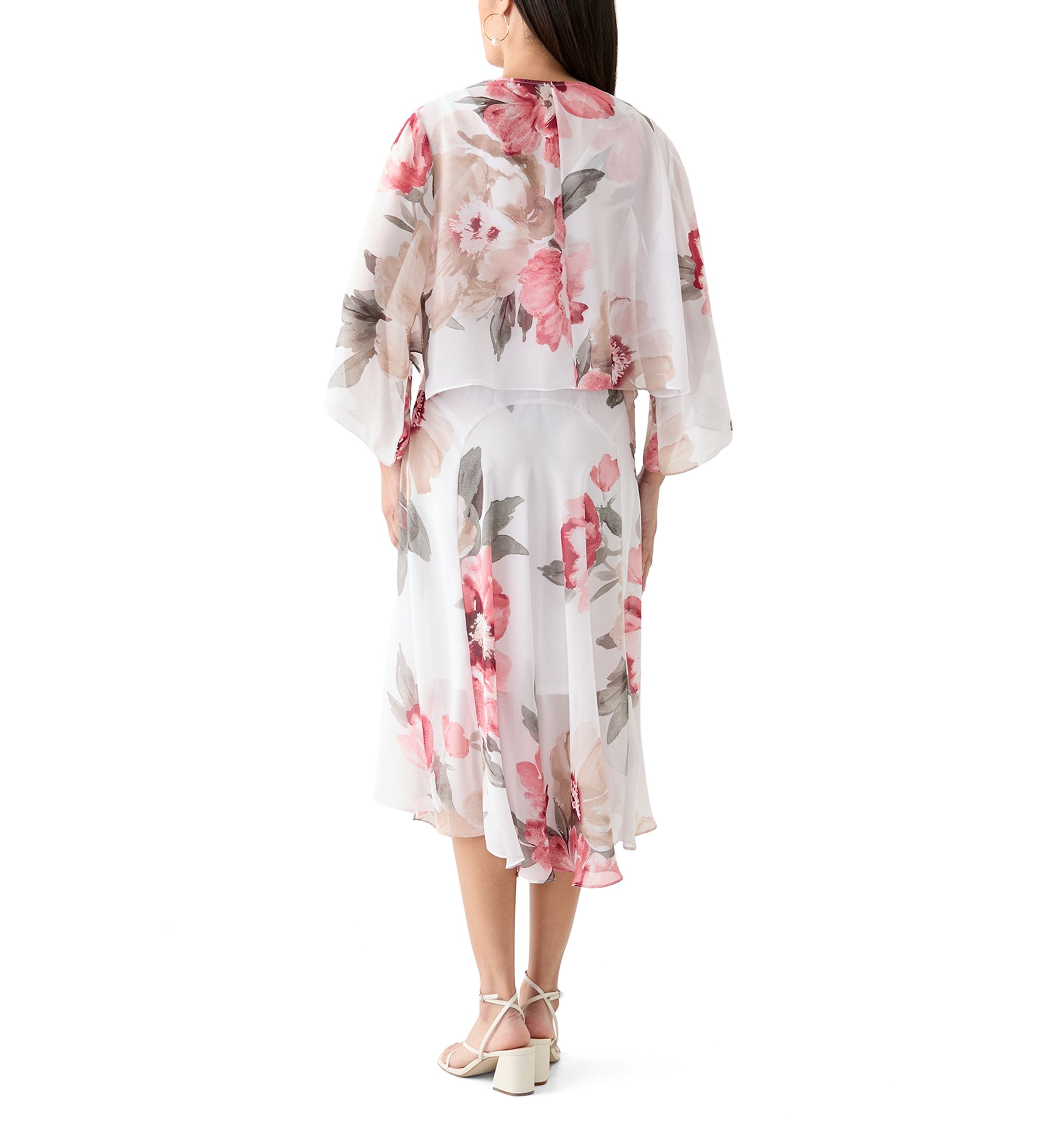 Womens Floral Print Chiffon Jacket Dress