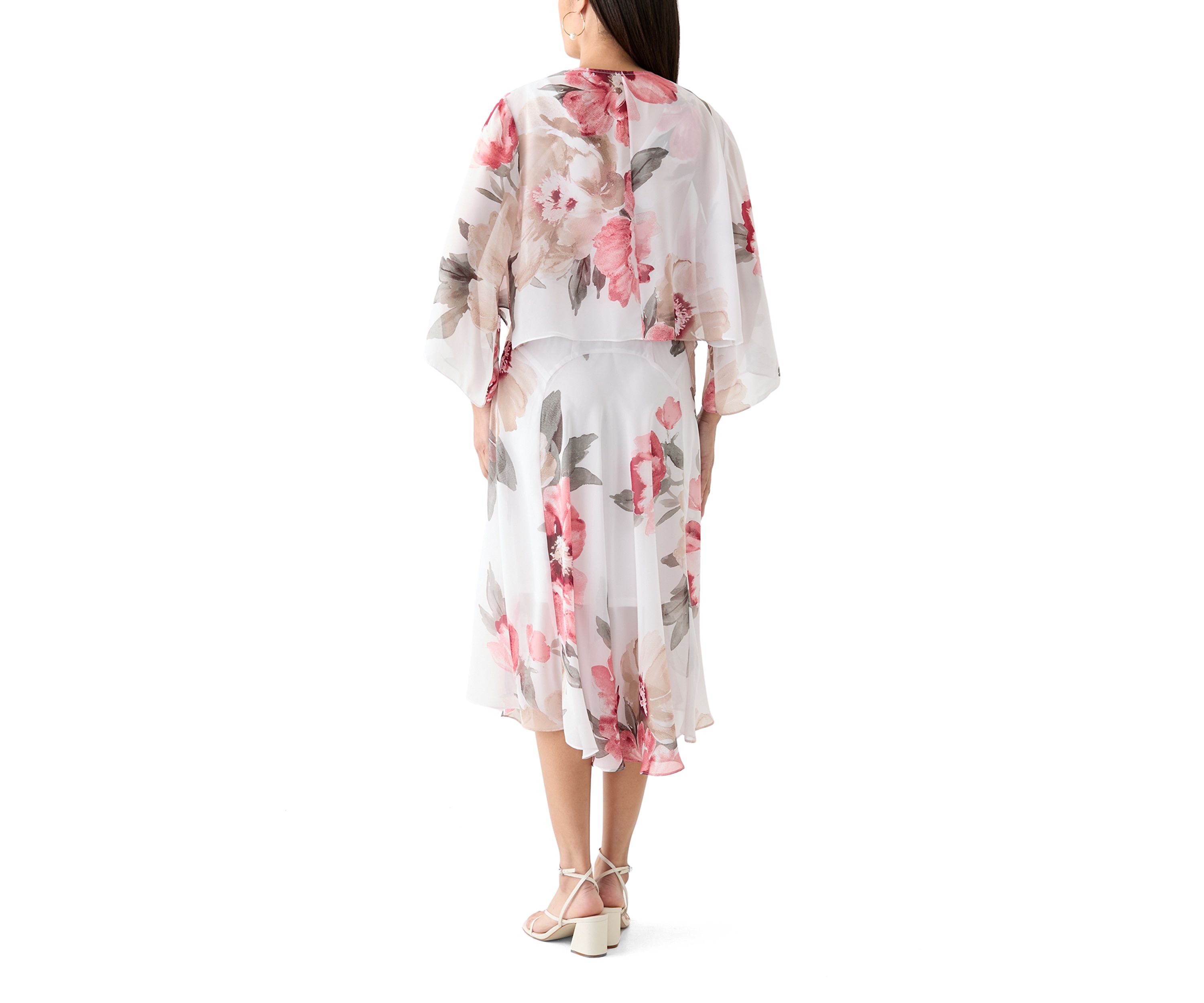 Womens Floral Print Chiffon Jacket Dress