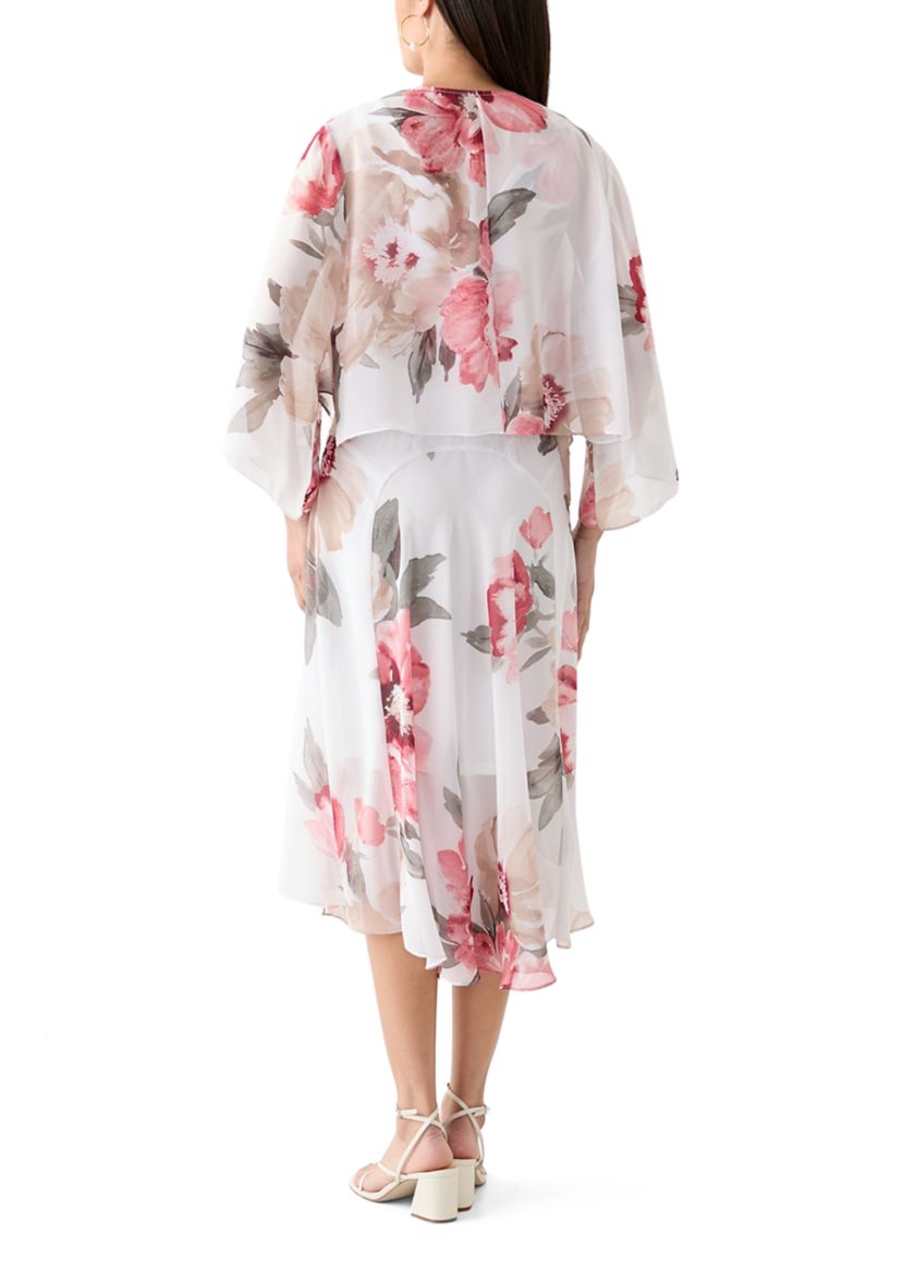 Womens Floral Print Chiffon Jacket Dress