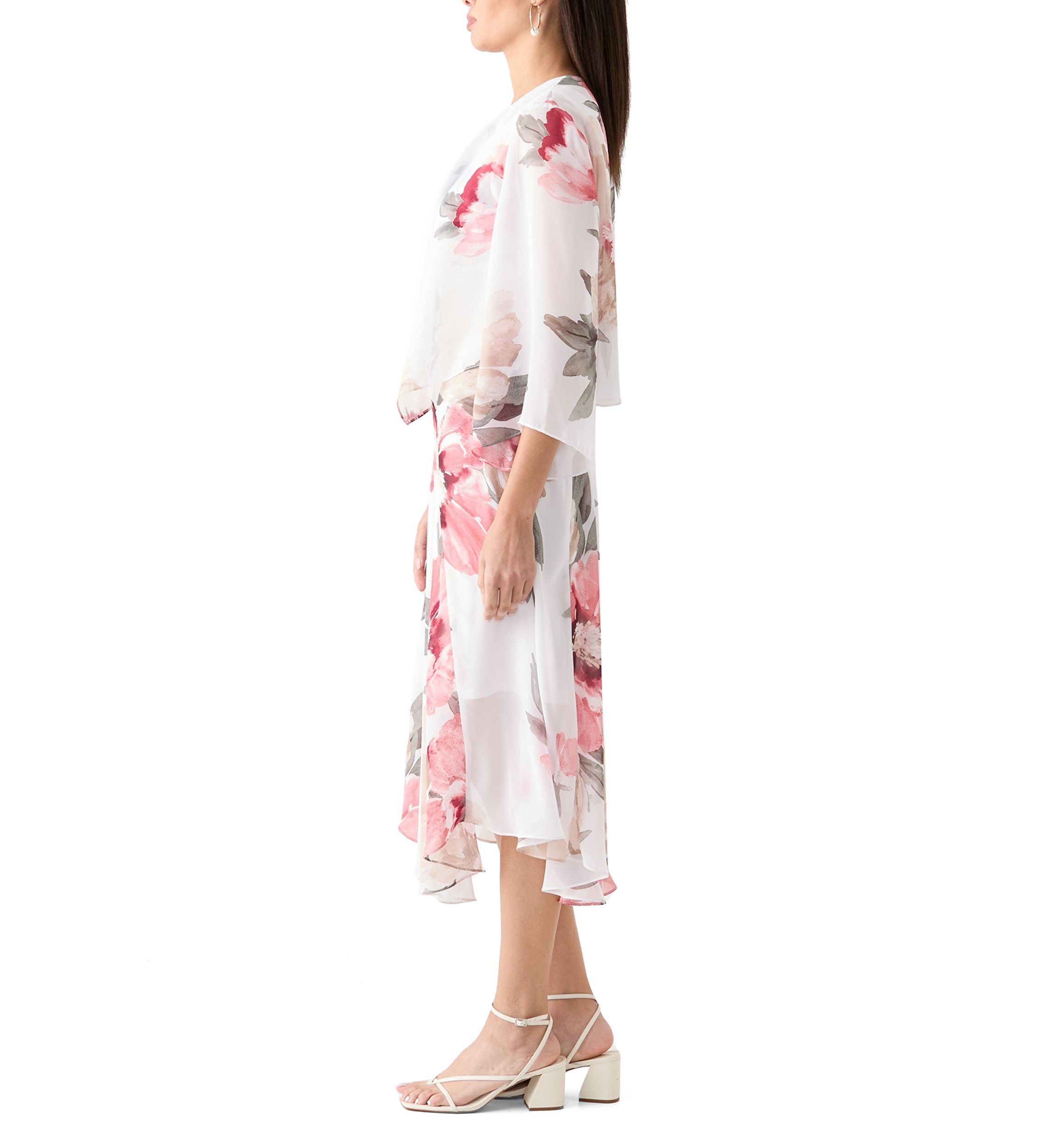 Womens Floral Print Chiffon Jacket Dress
