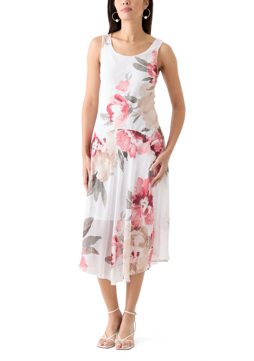 Womens Floral Print Chiffon Jacket Dress