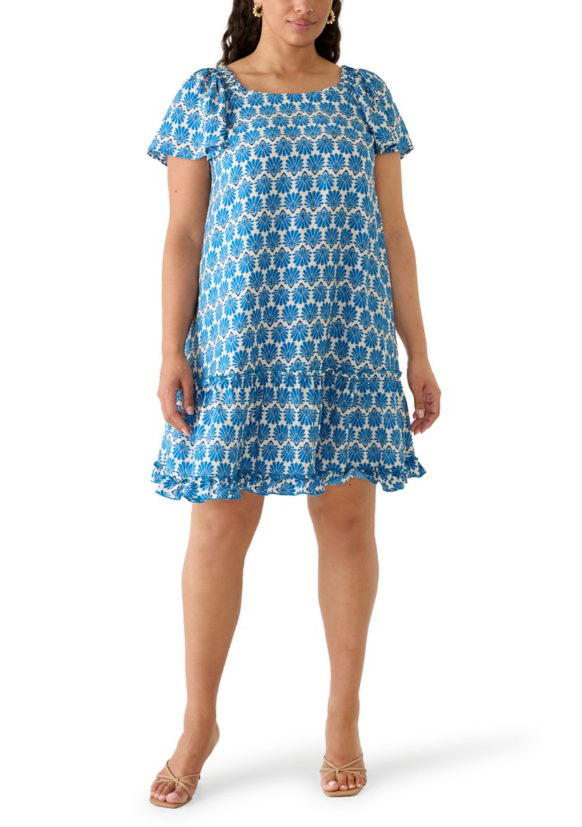 plus size off the shoulder mini dress SMOCKED FLORAL PRINT OFF SHOULDER PLUS SIZE MINI DRESS D4565X