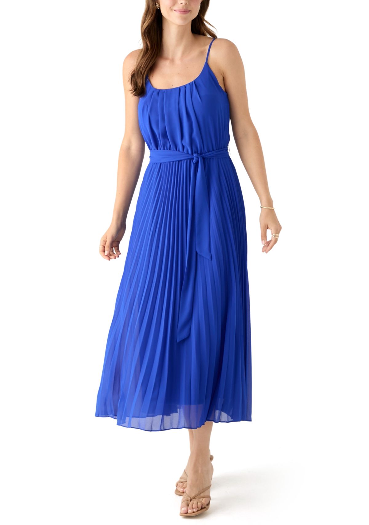 Womens Scoop Neck Chiffon Dress
