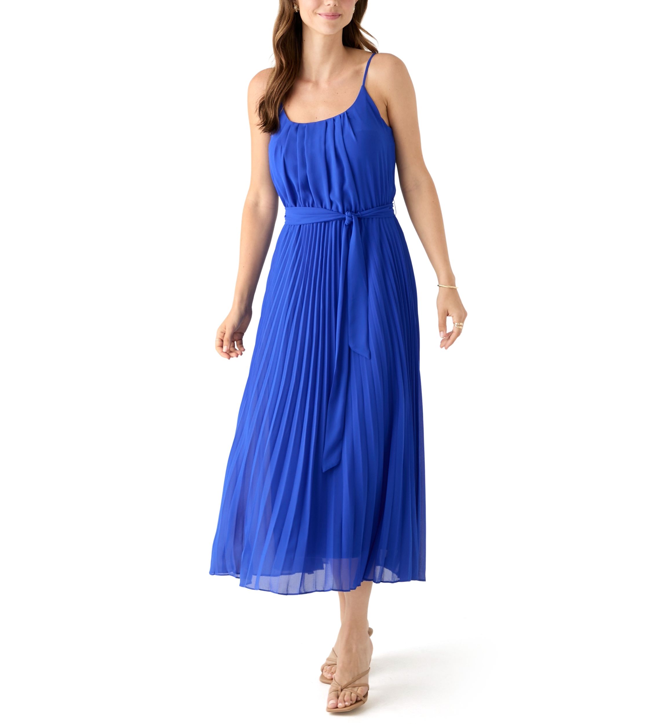 Womens Scoop Neck Chiffon Dress