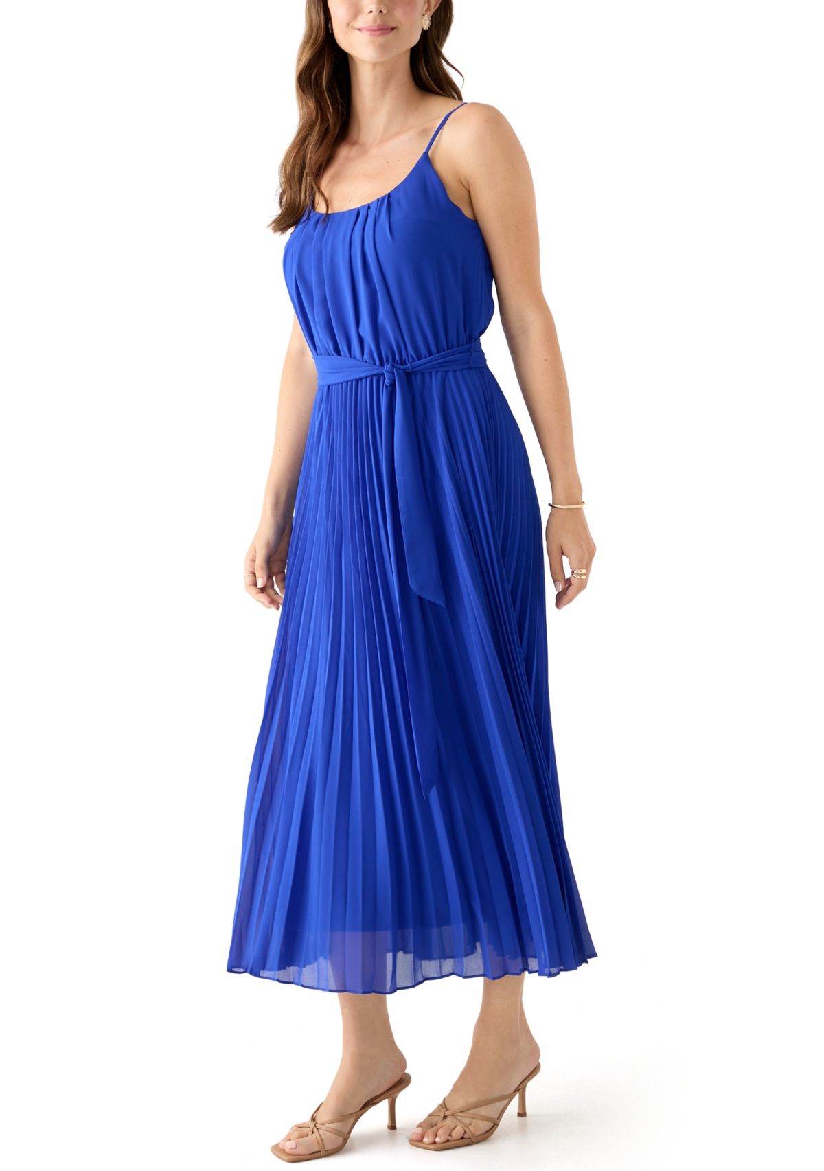 Womens Scoop Neck Chiffon Dress