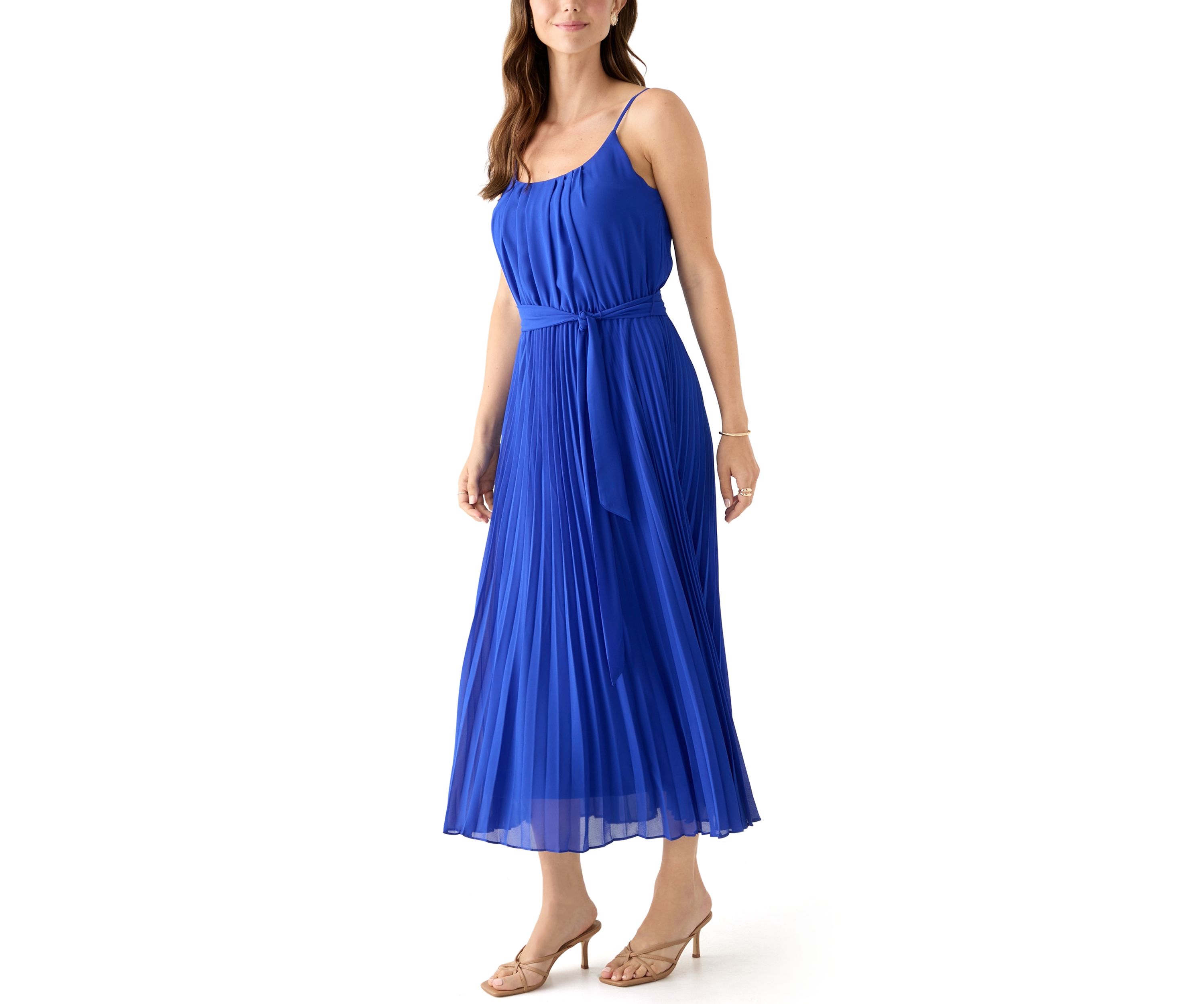 Womens Scoop Neck Chiffon Dress