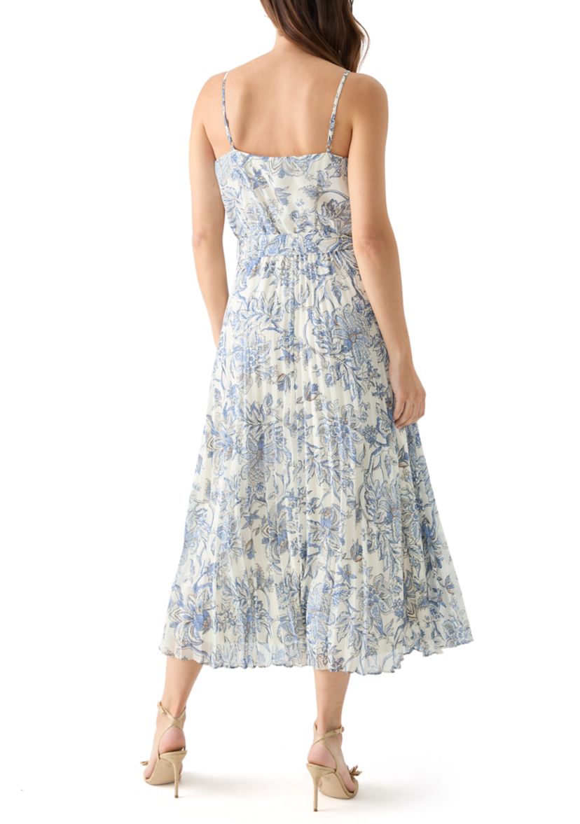 Womens Sleeveless Scoop Neck Floral Print Dress