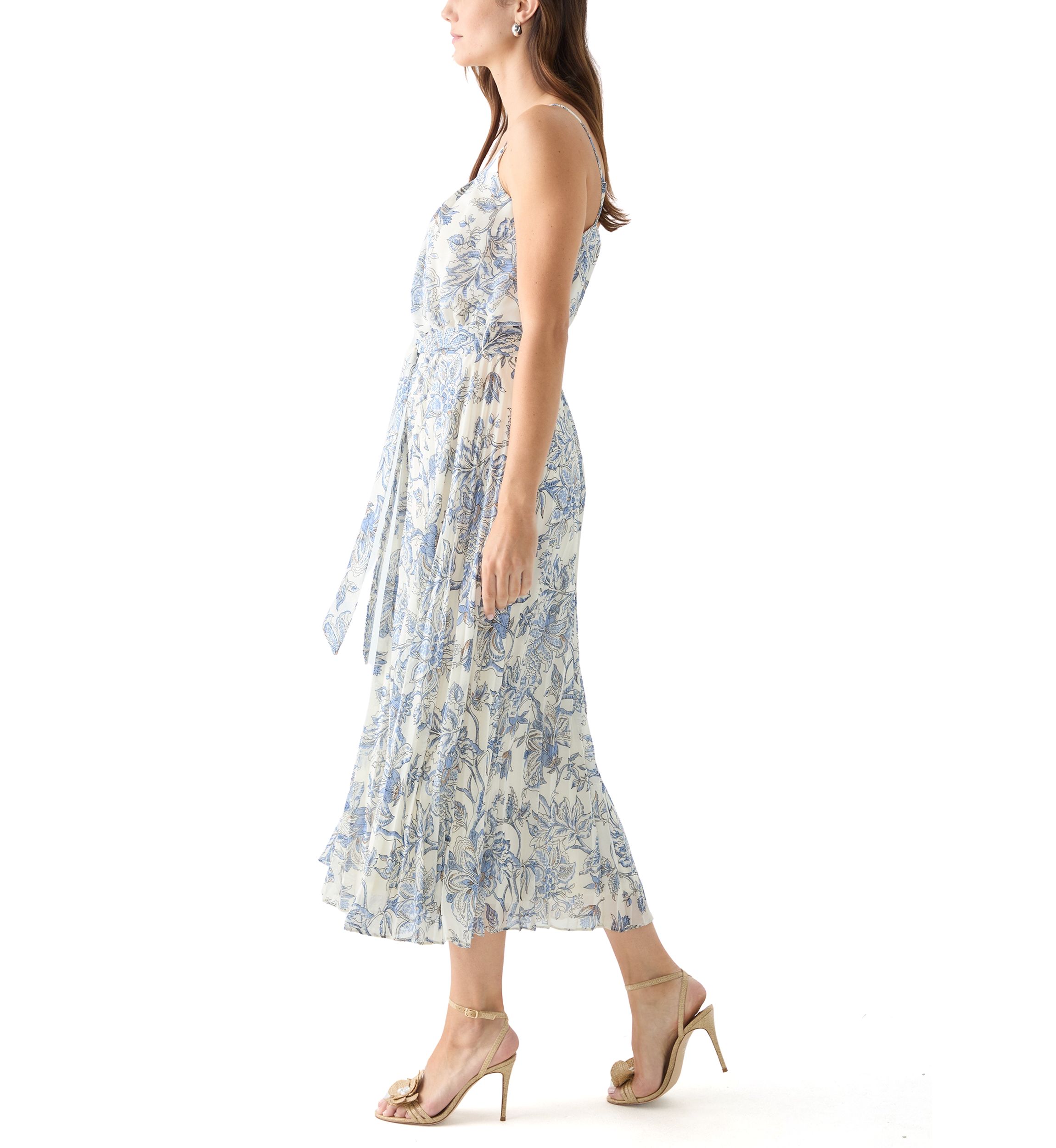 Womens Sleeveless Scoop Neck Floral Print Dress