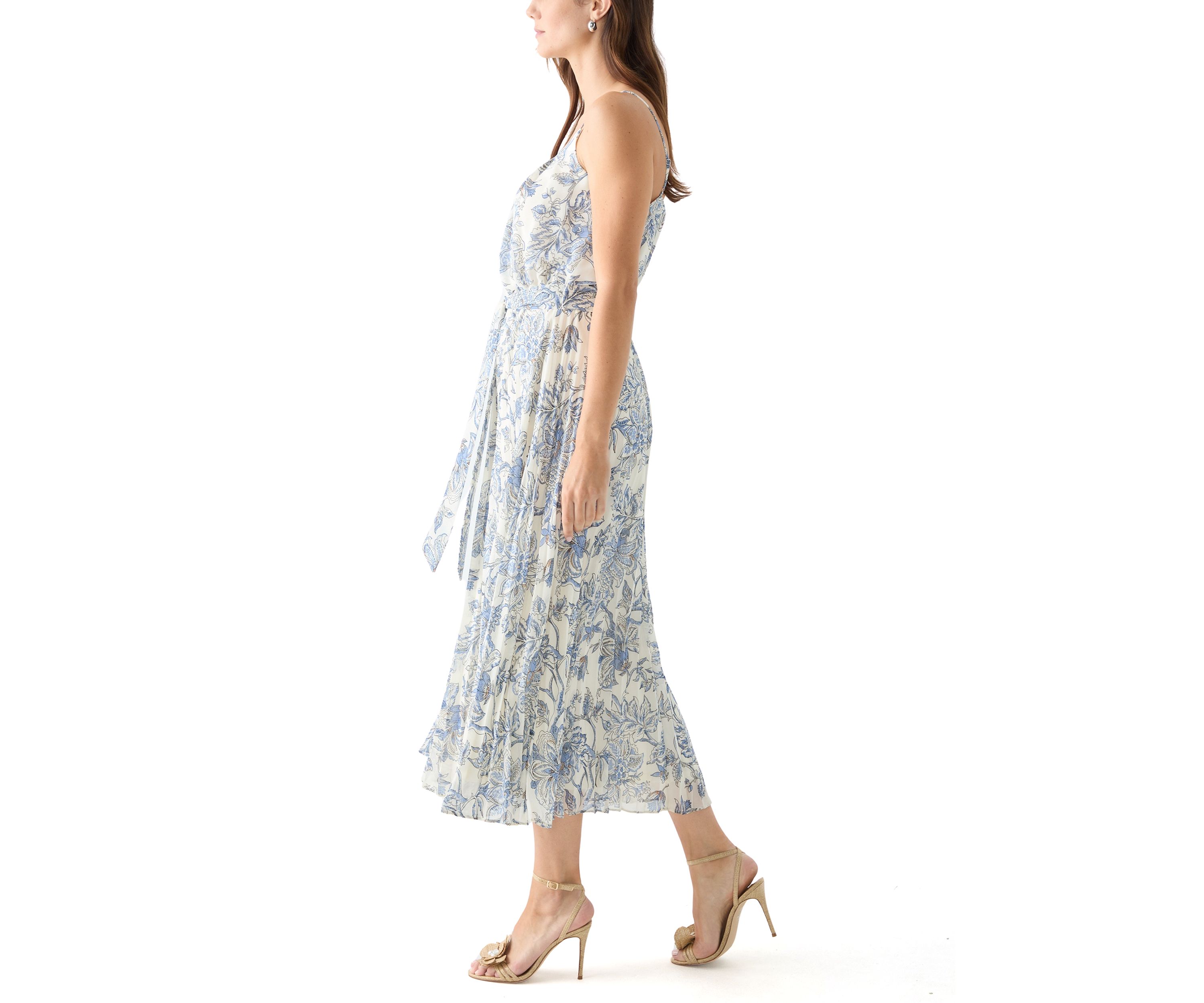 Womens Sleeveless Scoop Neck Floral Print Dress