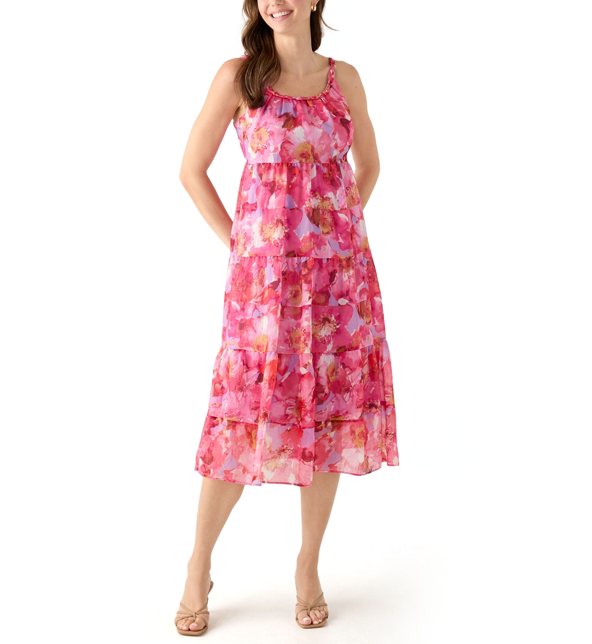 Womens Sleeveless Floral Printed Dress