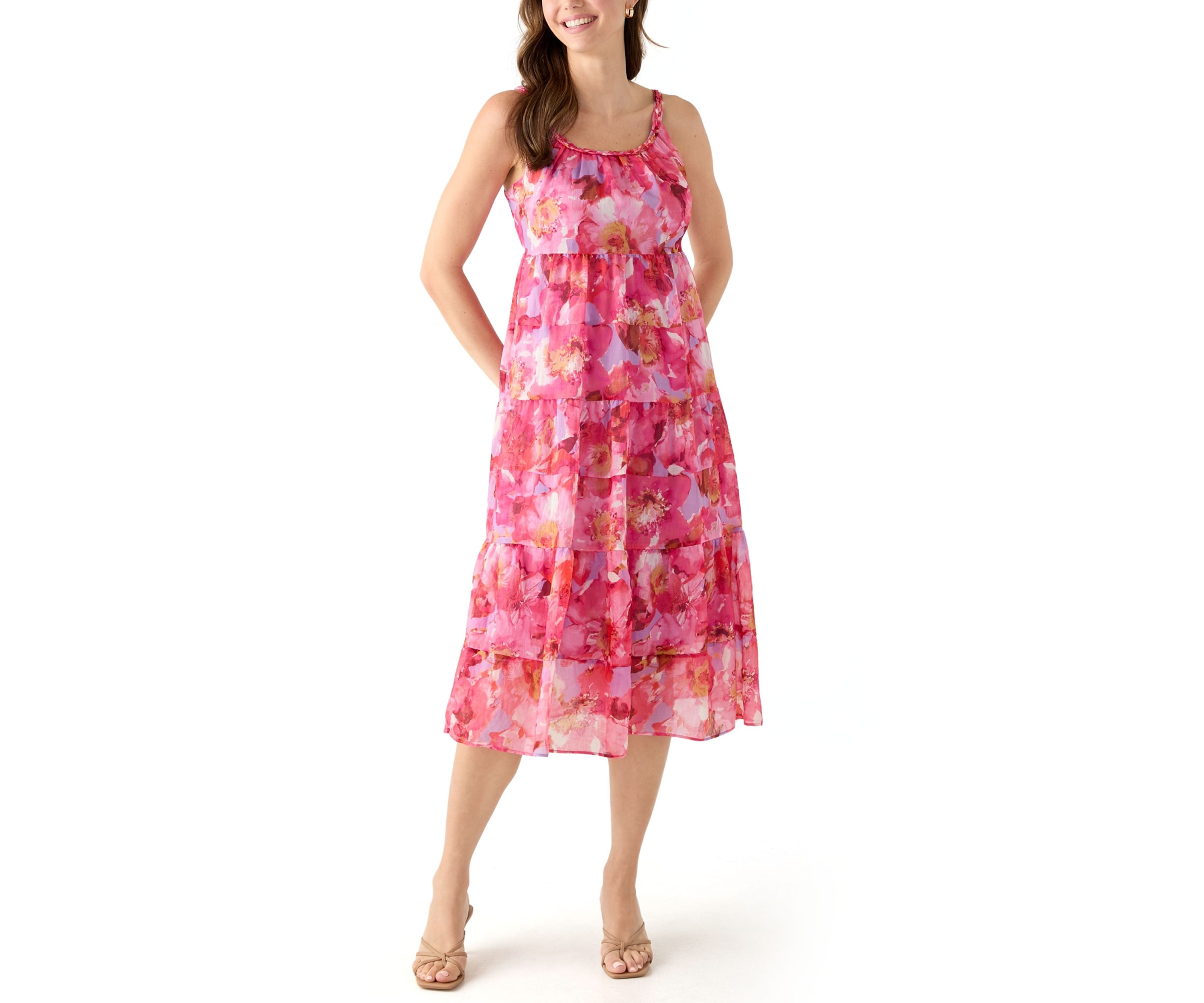Womens Sleeveless Floral Printed Dress