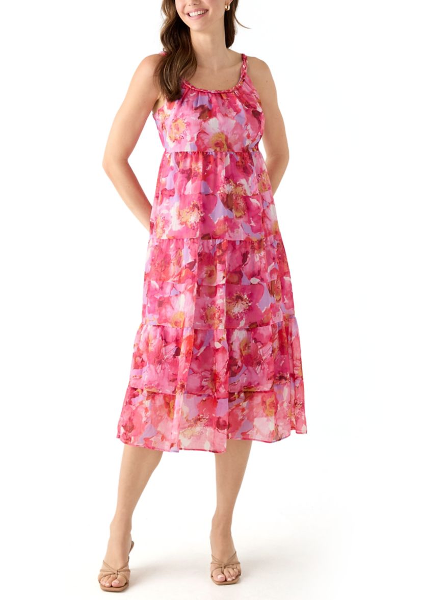 Womens Sleeveless Floral Printed Dress