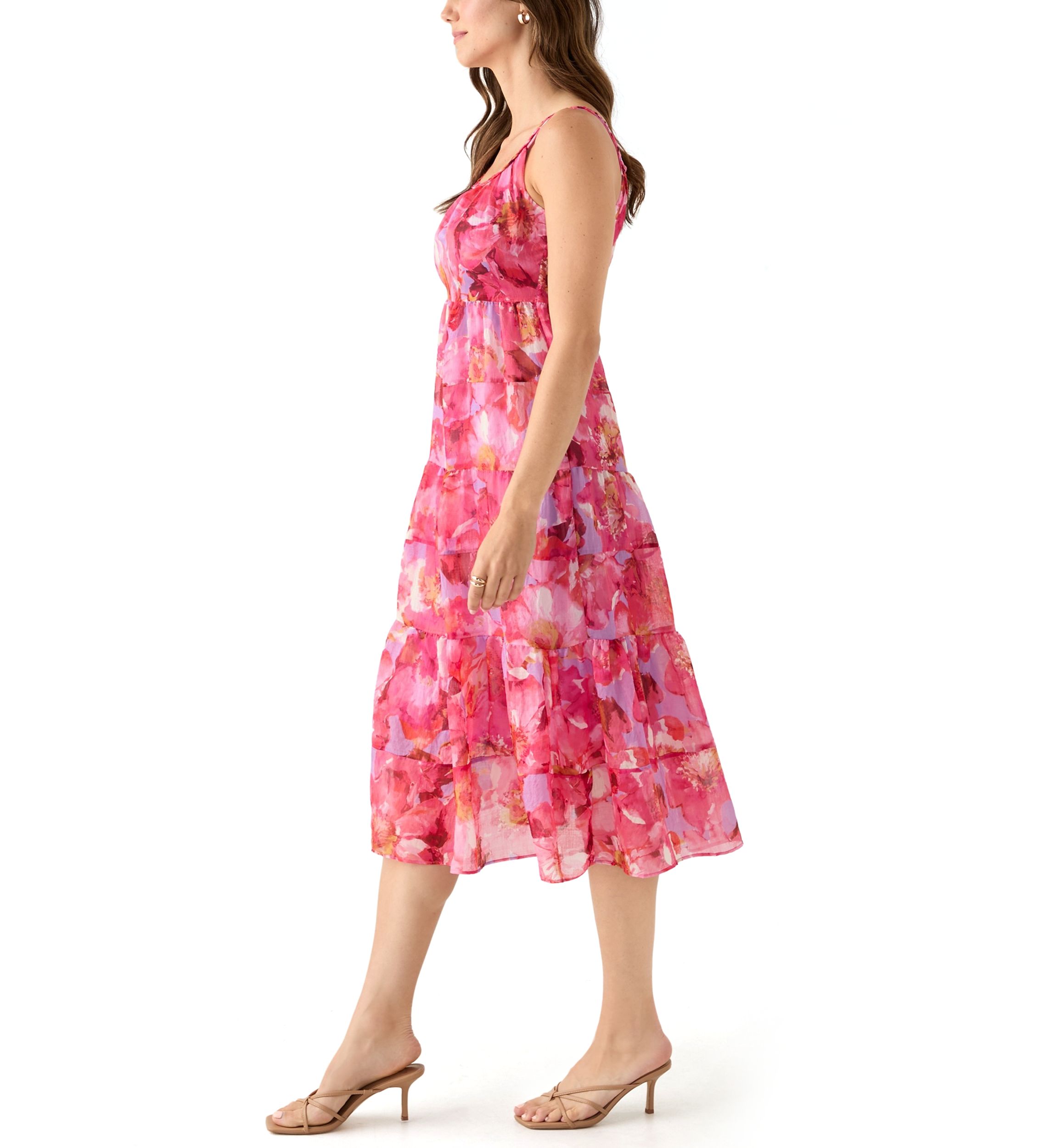 Womens Sleeveless Floral Printed Dress
