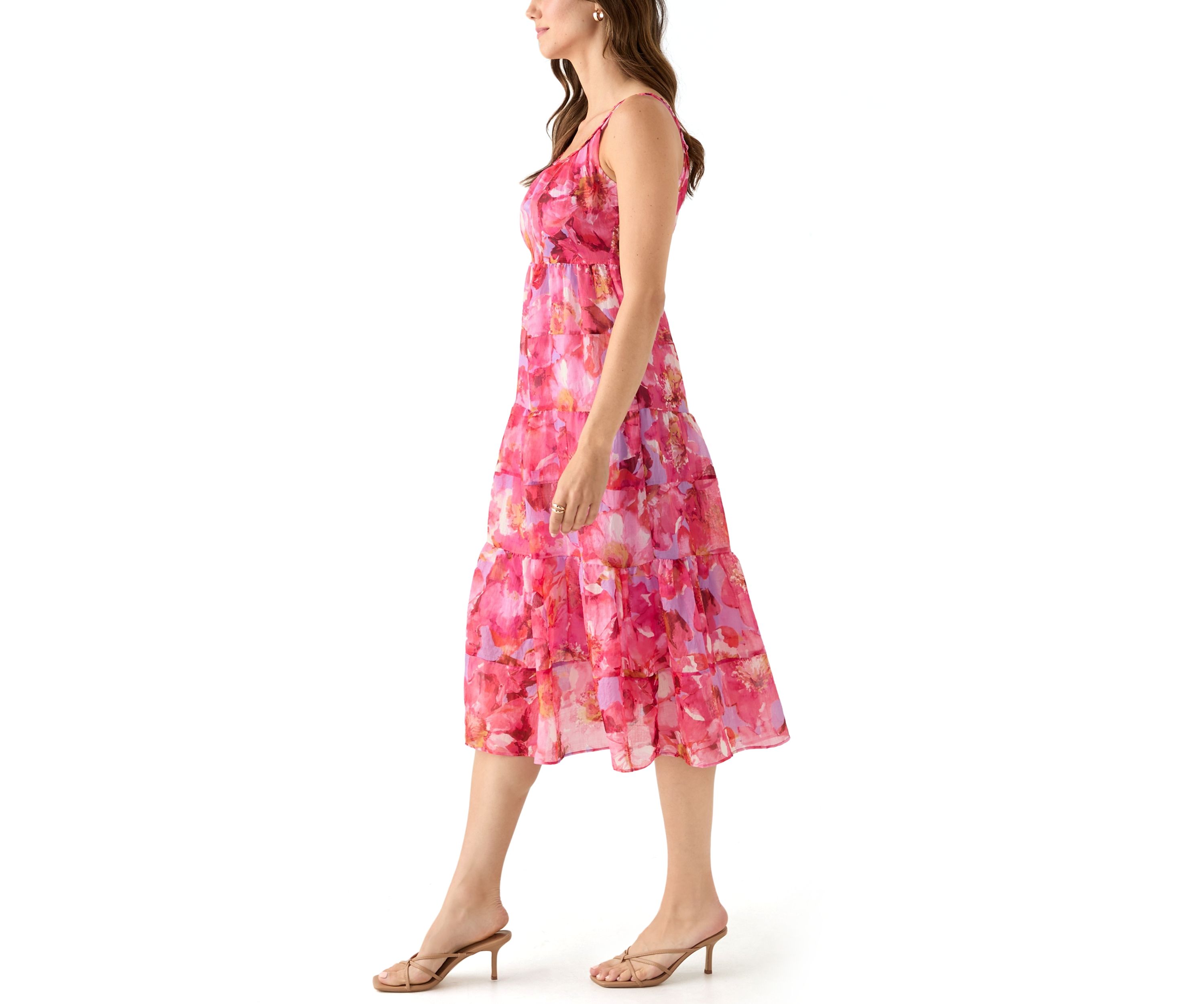 Womens Sleeveless Floral Printed Dress
