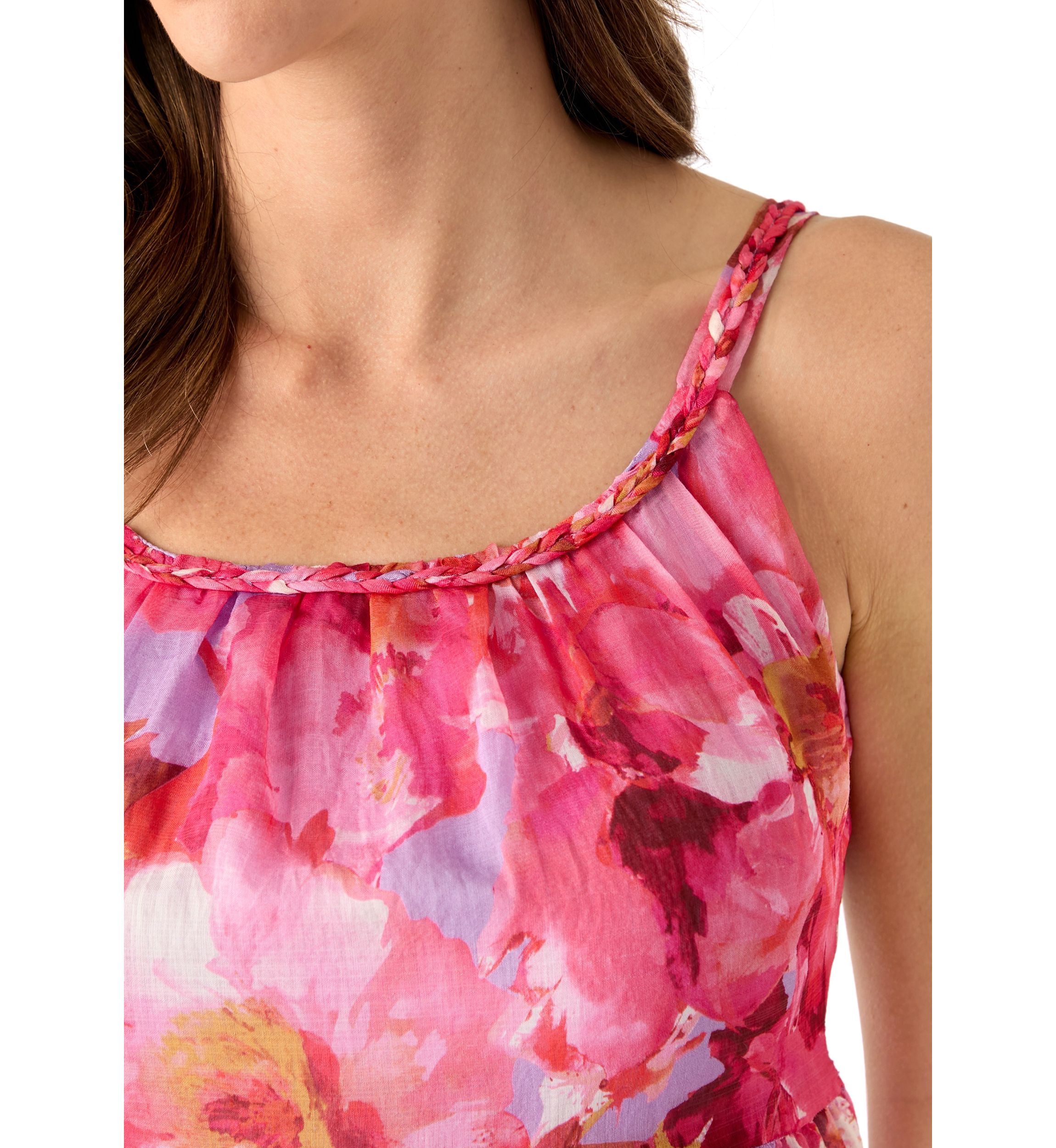 Womens Sleeveless Floral Printed Dress