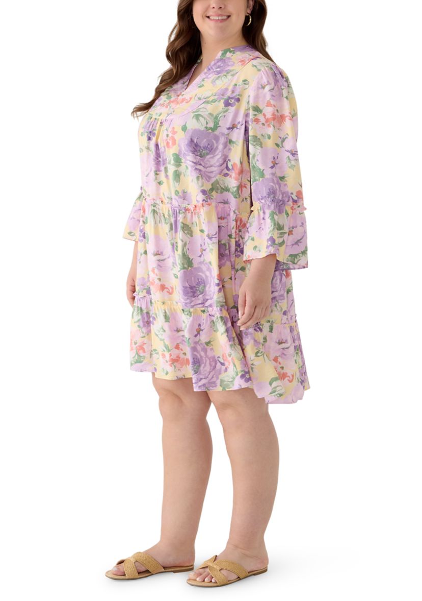 knee length dresses for ladies V Neck Trapeze Midi Dress