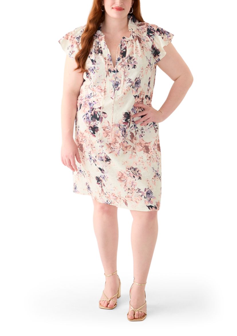 Plus Size Sleeveless V-Neck Printed Dress