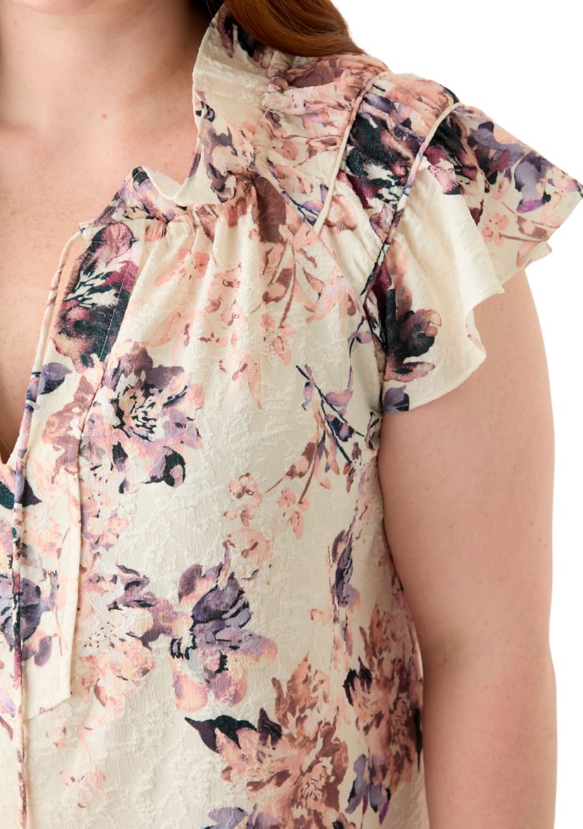 Plus Size Sleeveless V-Neck Printed Dress