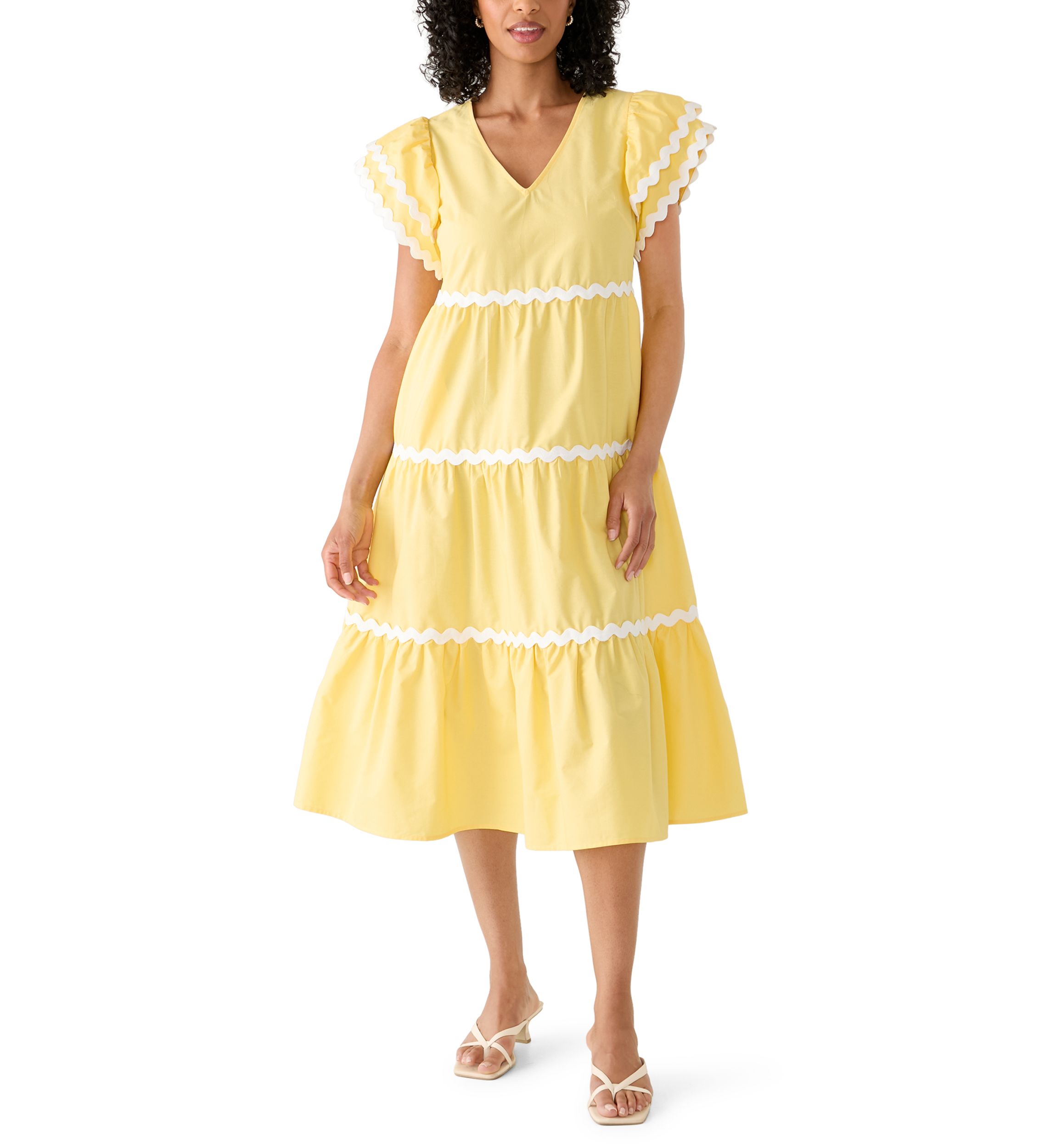 baby yellow prom dress Daffodil Yellow Prom Dress Elegant Spaghetti Straps A-line Lace Appliq