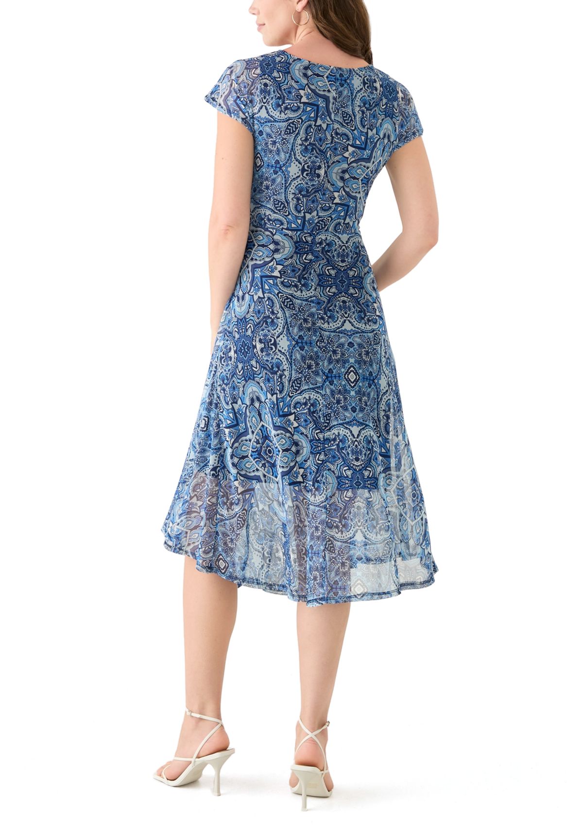 Womens Cap Sleeve Paisley Print Dress