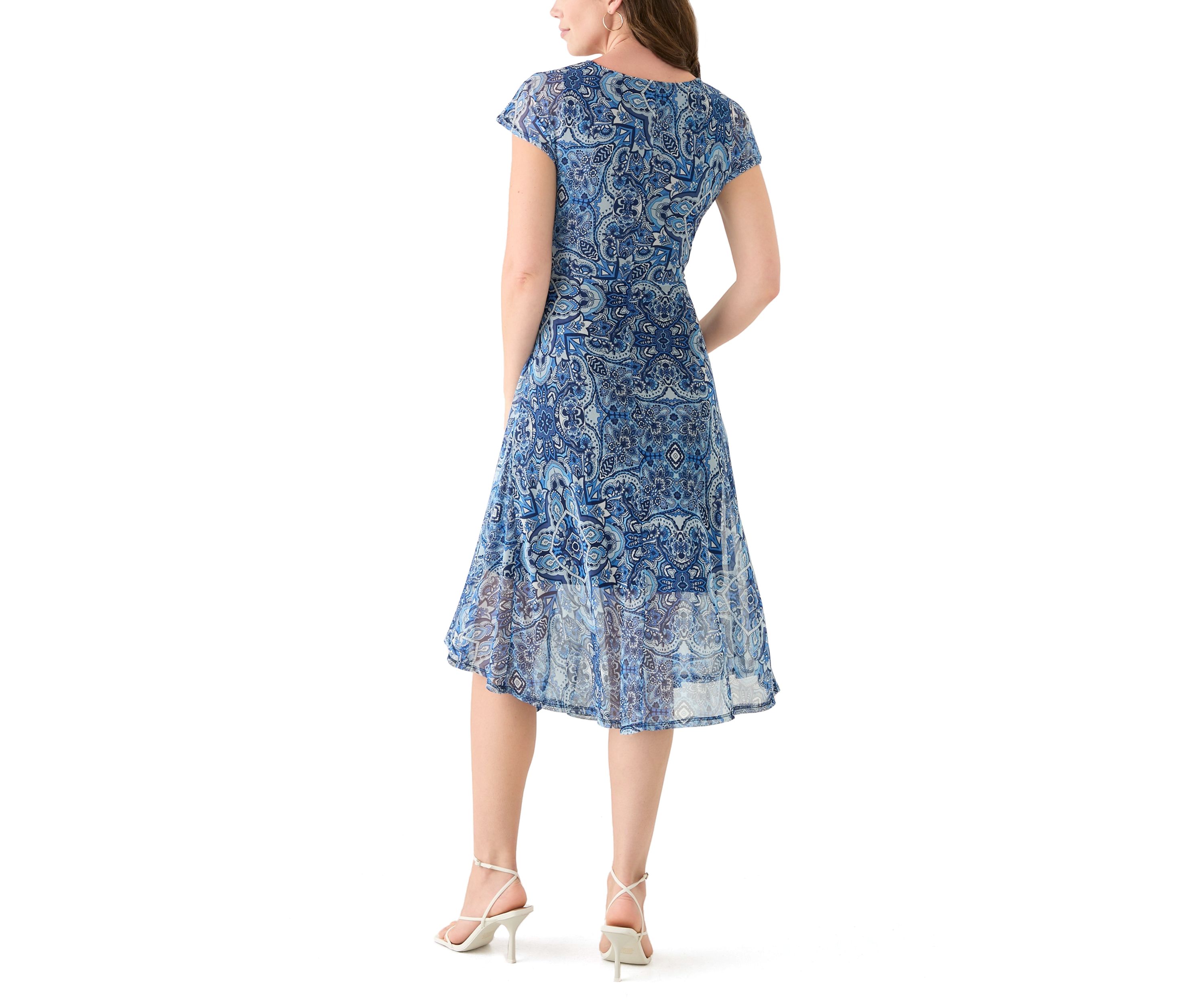 Womens Cap Sleeve Paisley Print Dress