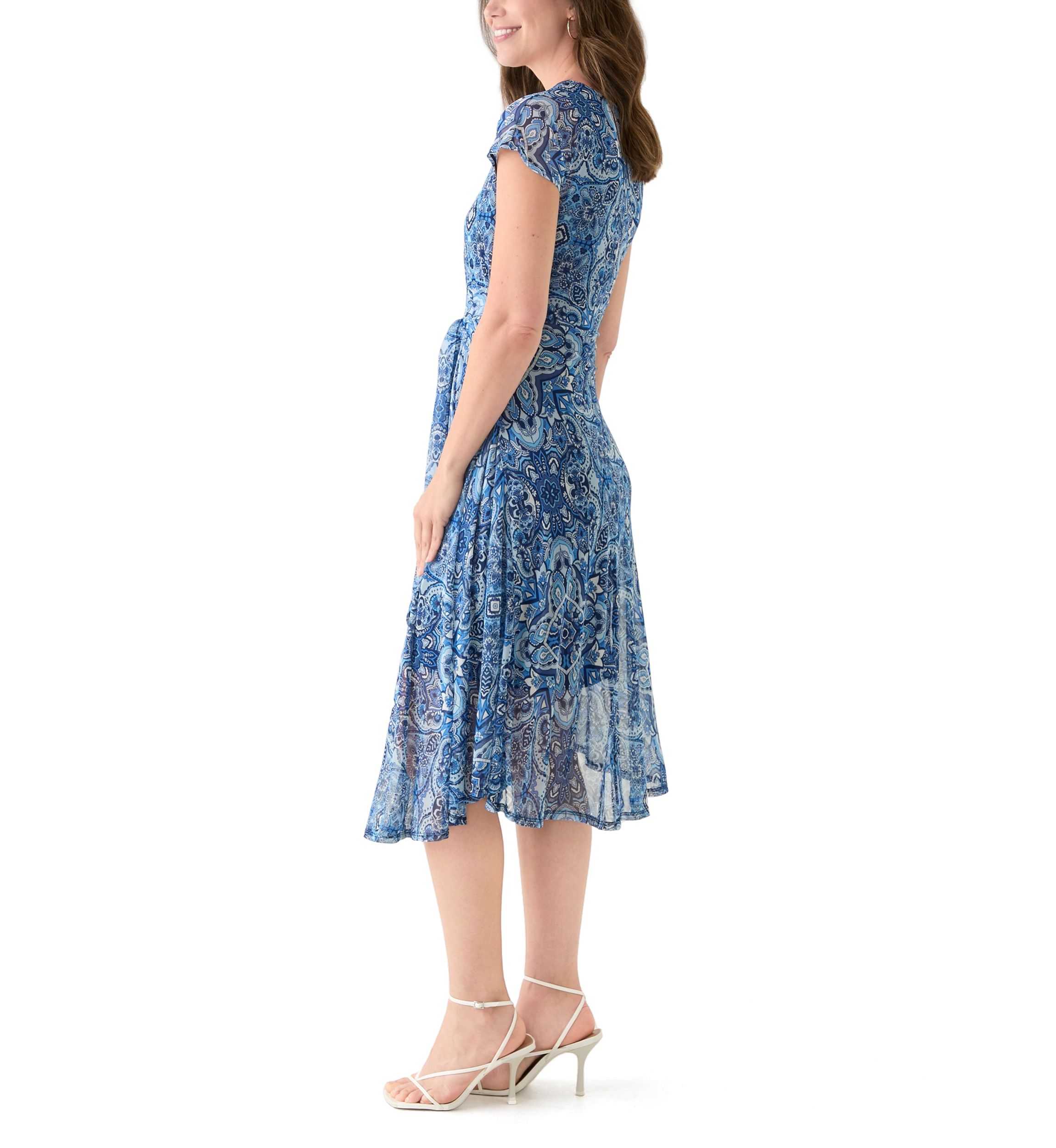 Womens Cap Sleeve Paisley Print Dress