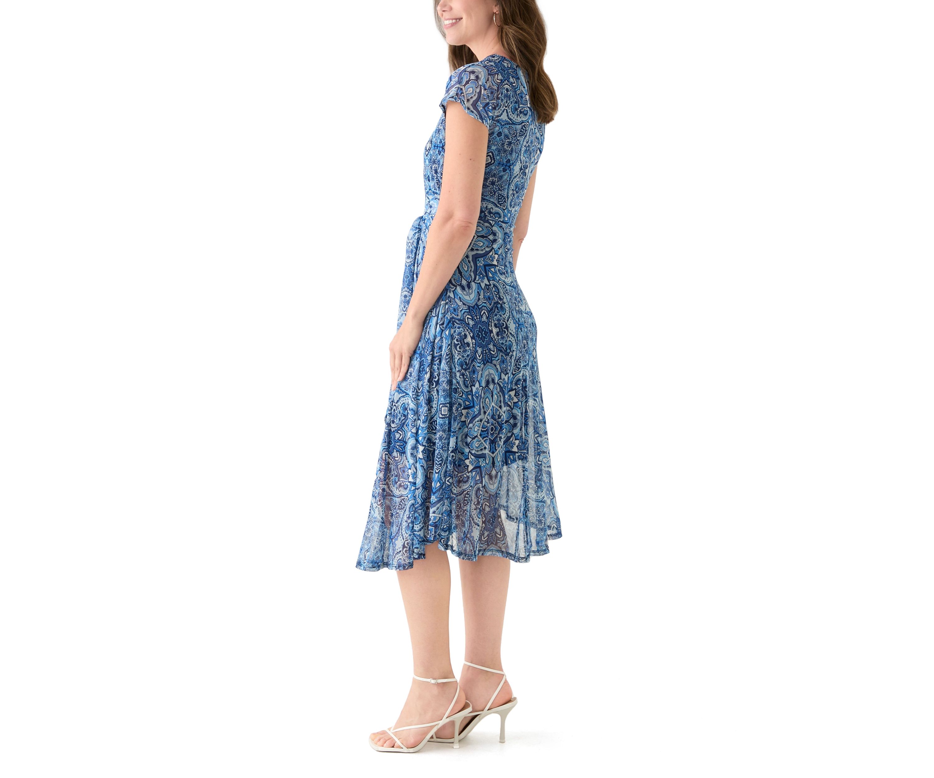 Womens Cap Sleeve Paisley Print Dress