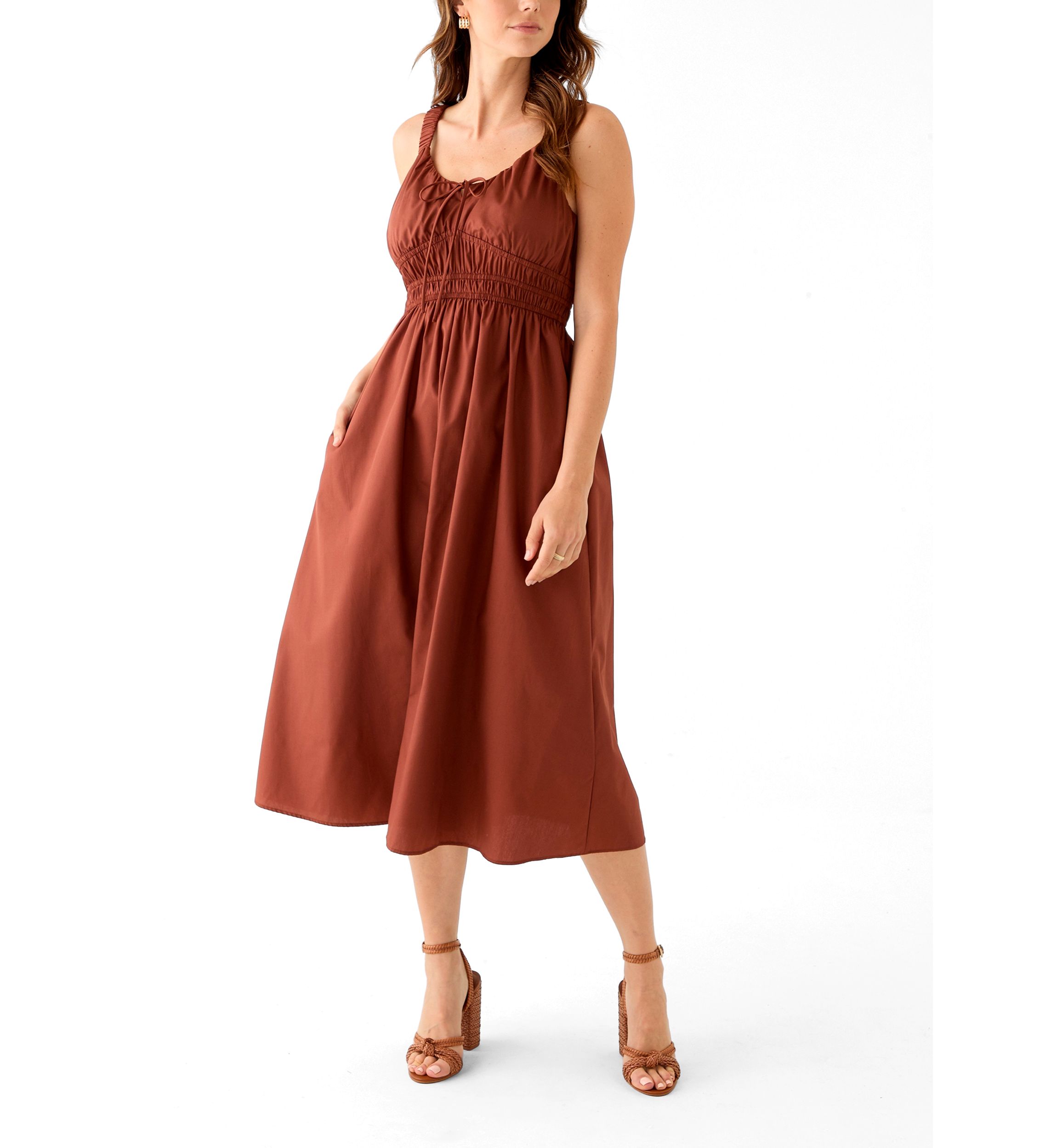 Womens Sleeveless Scoop Neck Solid Dress