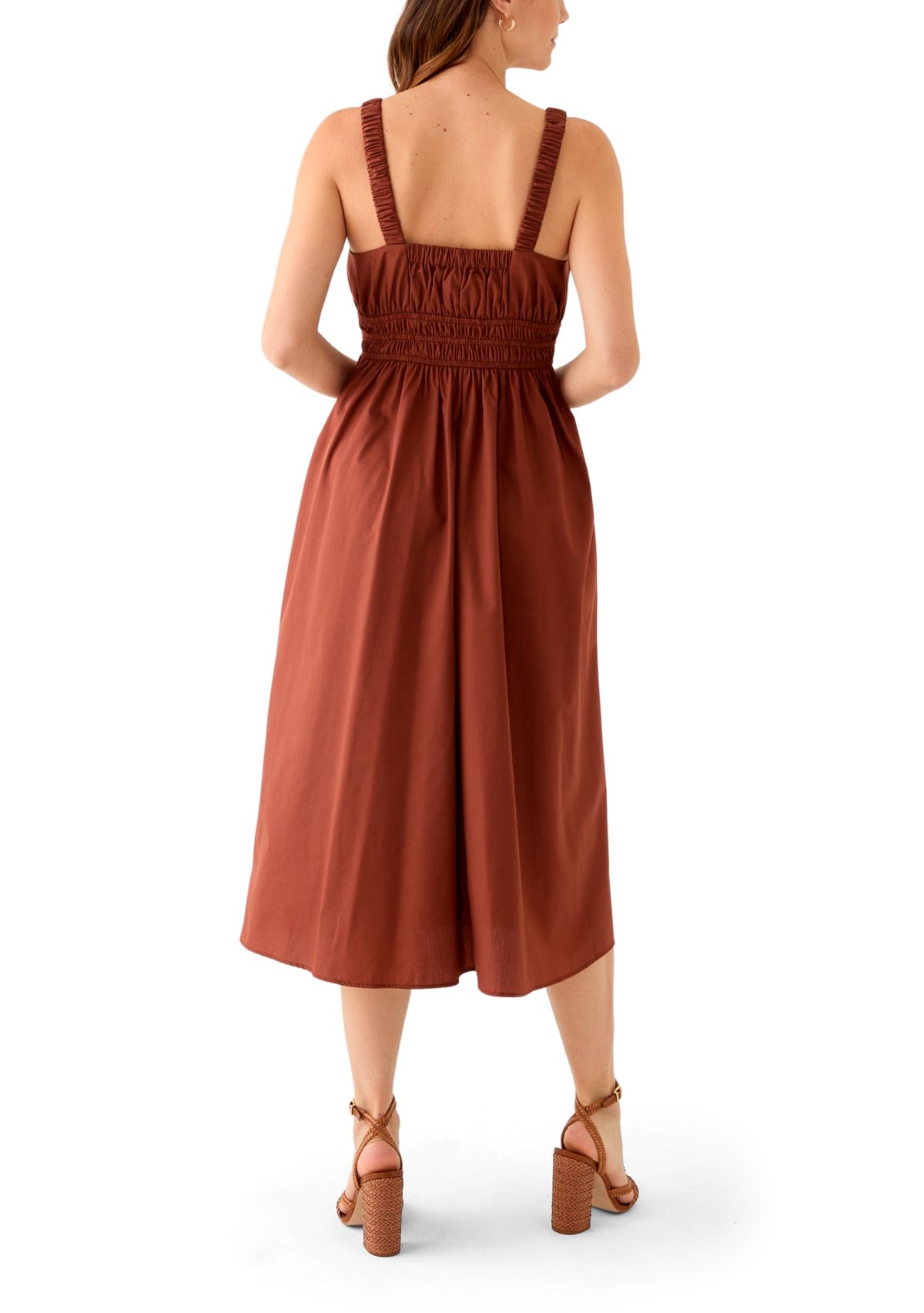 Womens Sleeveless Scoop Neck Solid Dress