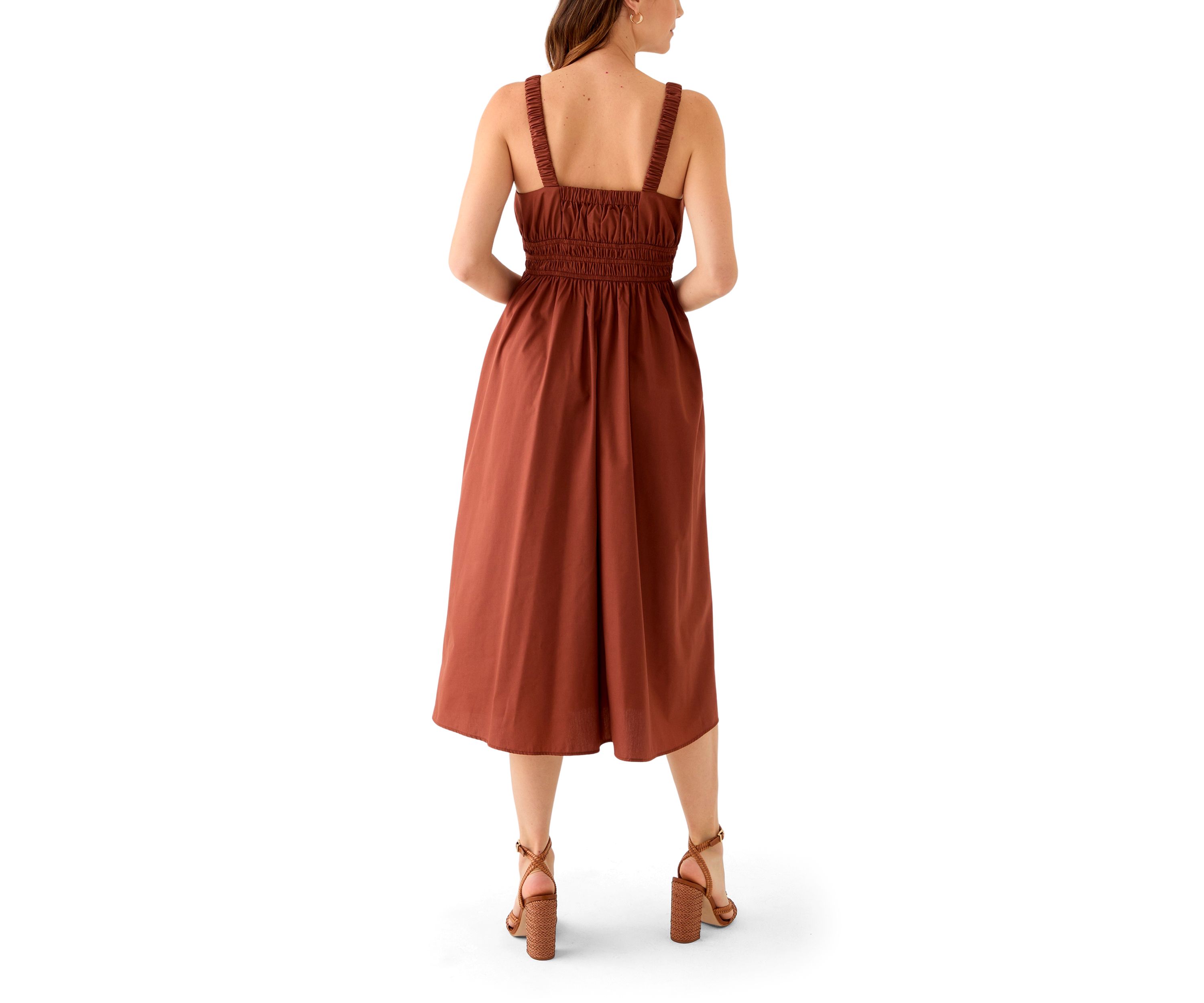 Womens Sleeveless Scoop Neck Solid Dress
