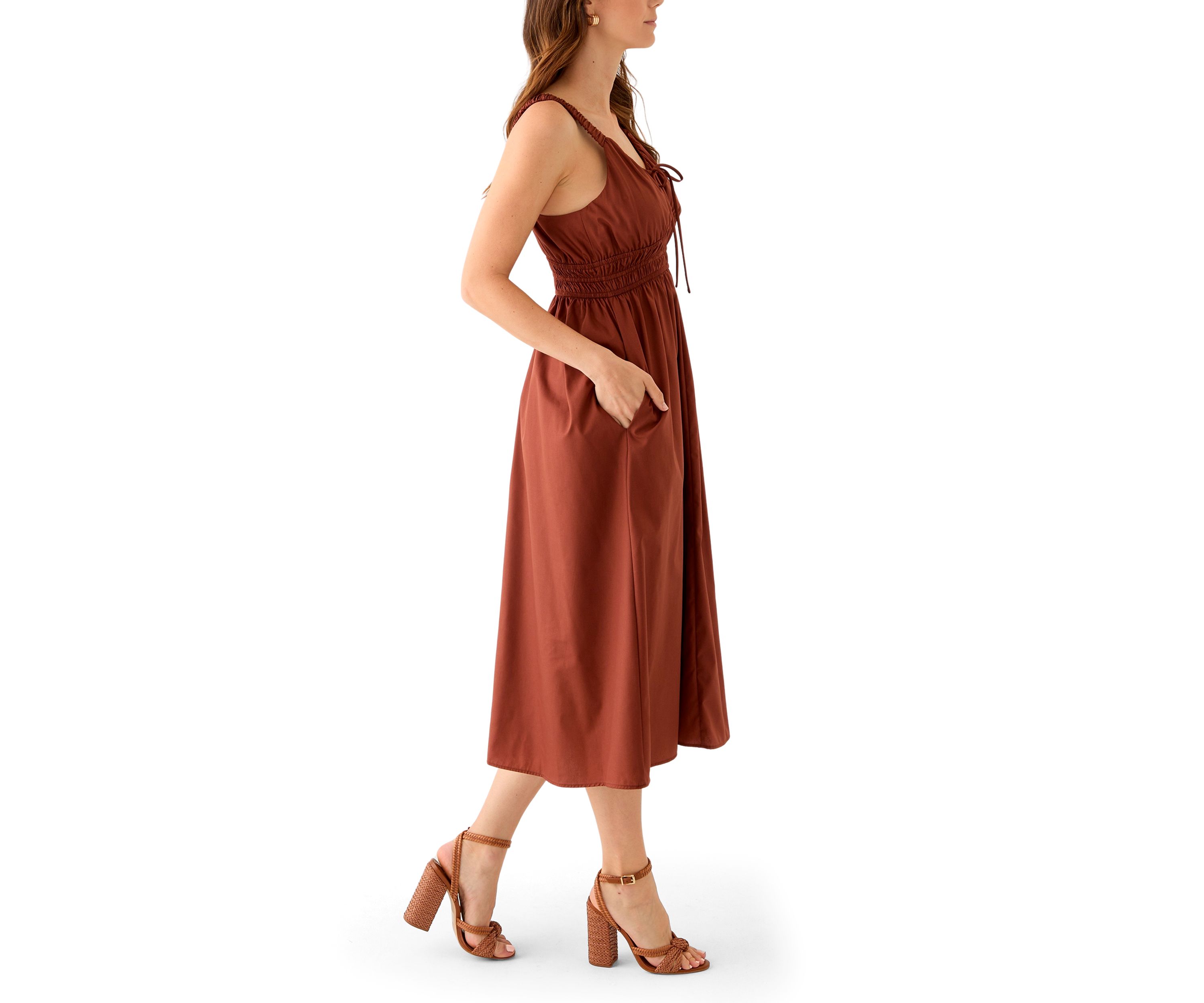 Womens Sleeveless Scoop Neck Solid Dress