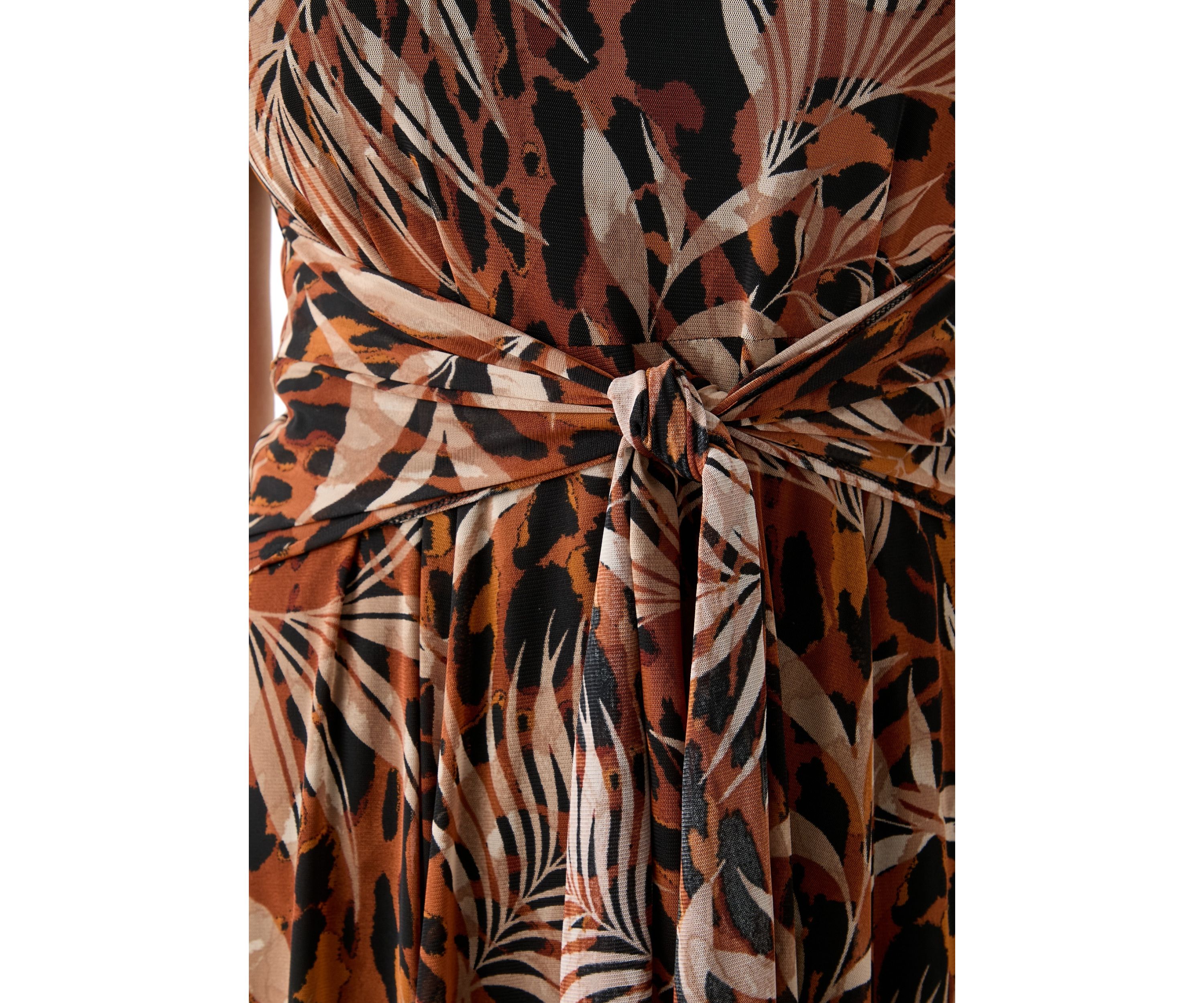 Womens Printed Mesh Midi Dress