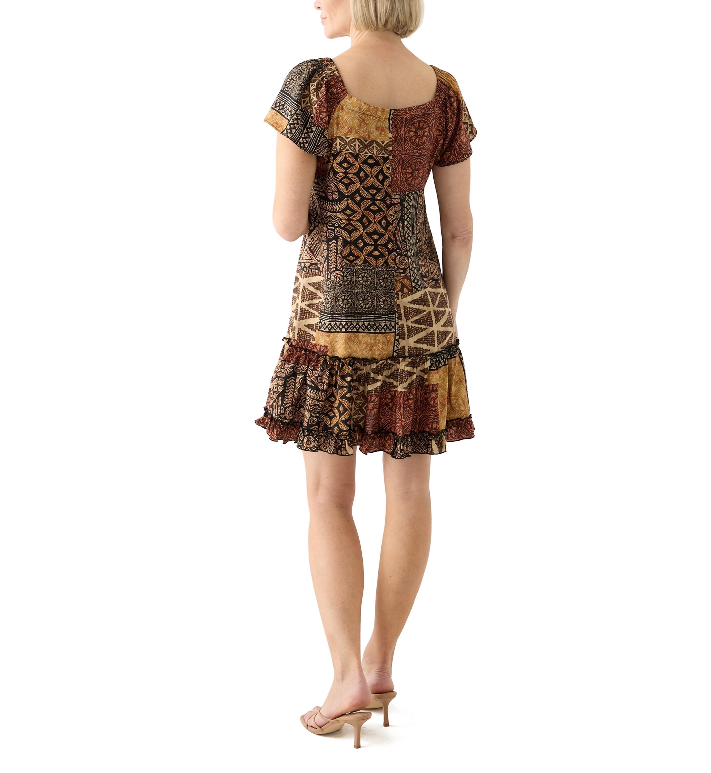 Womens Printed Ruffle Hem Dress
