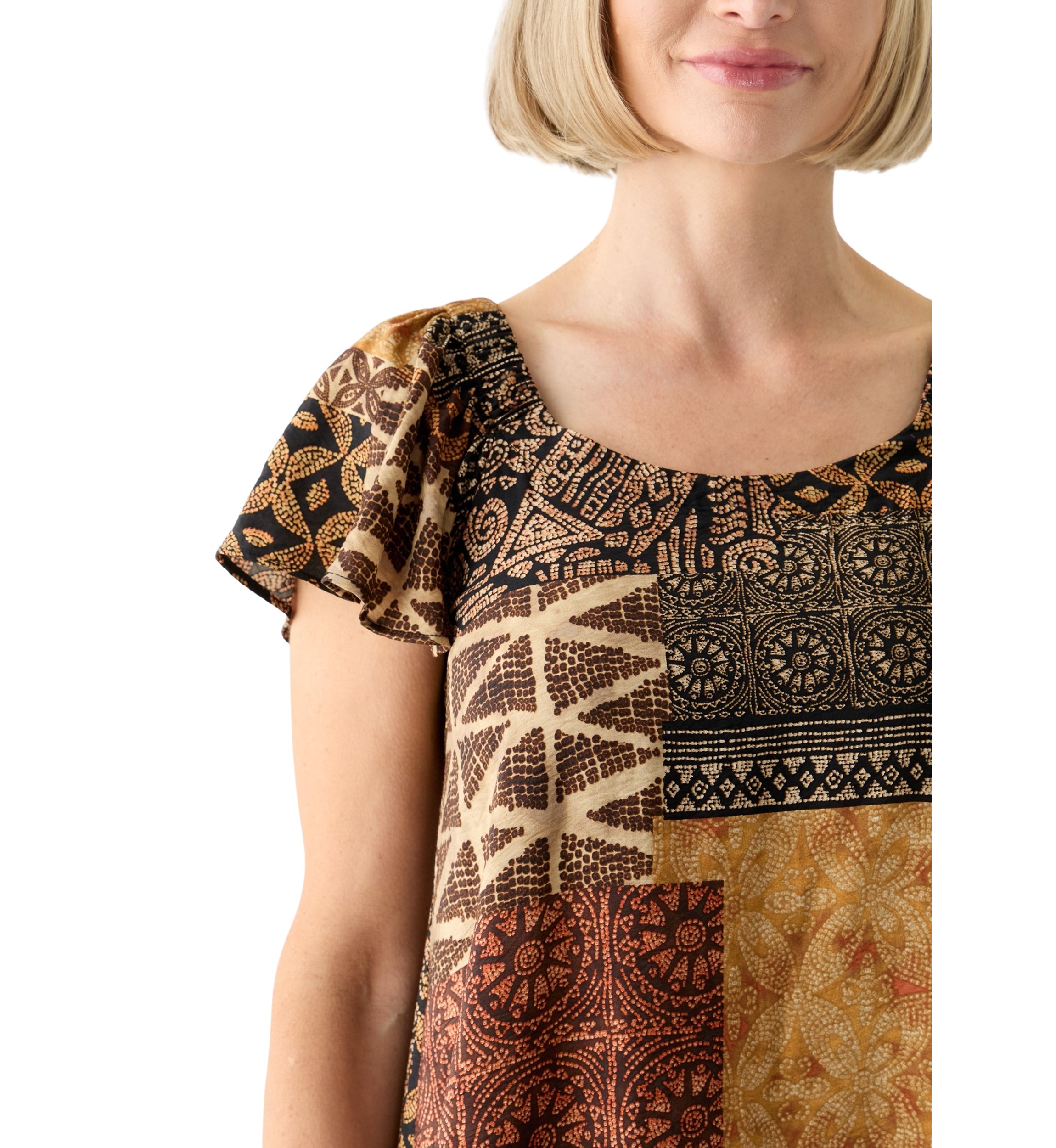 Womens Printed Ruffle Hem Dress