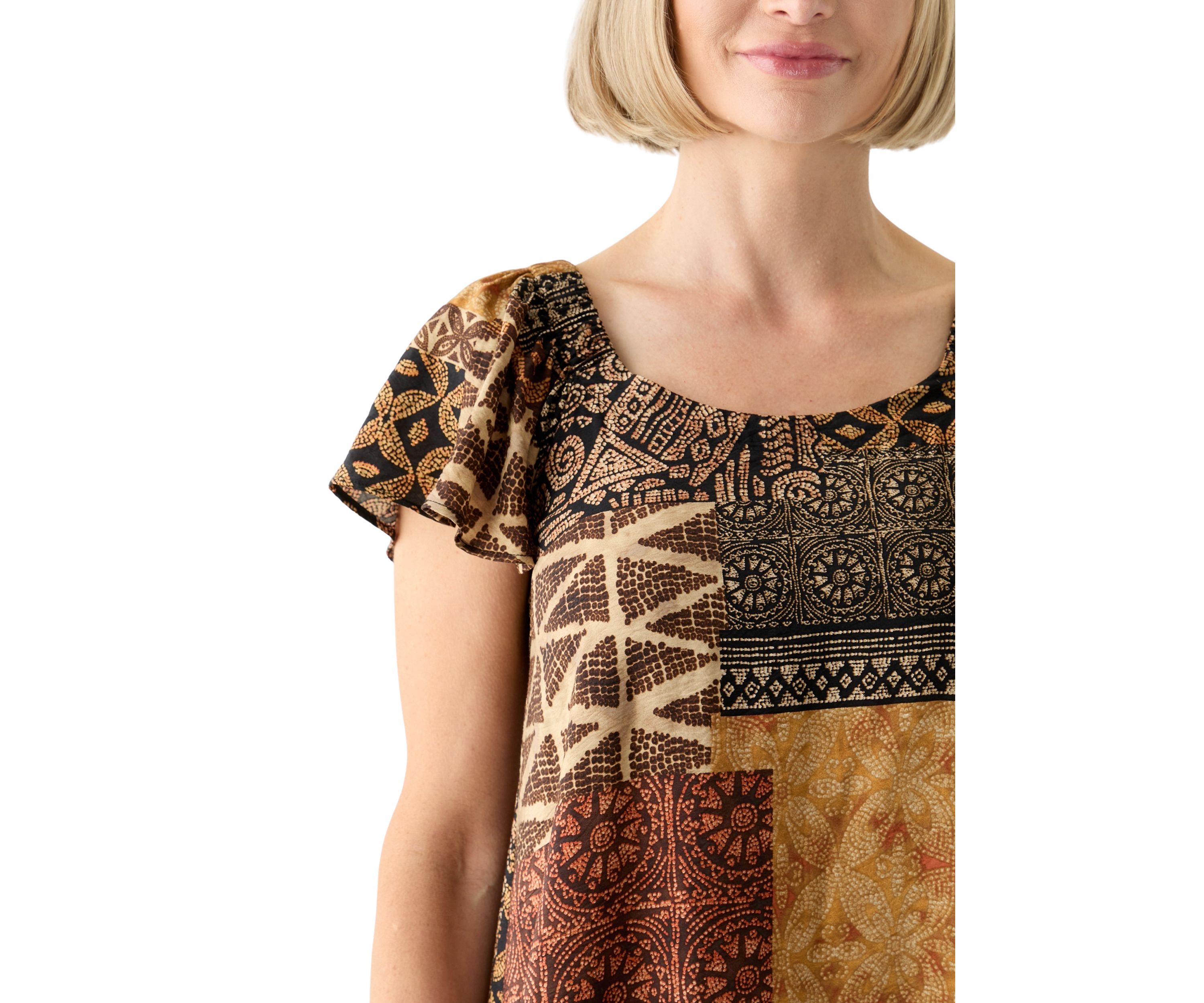Womens Printed Ruffle Hem Dress