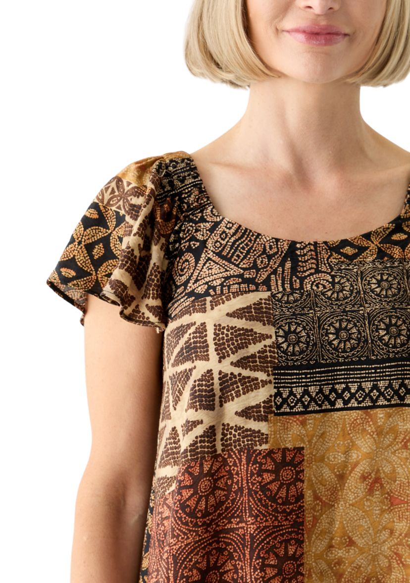 Womens Printed Ruffle Hem Dress