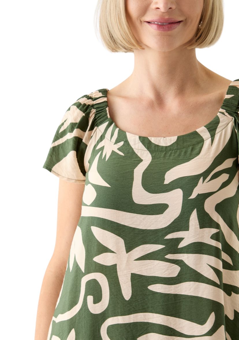 Womens Printed Ruffle Hem Dress