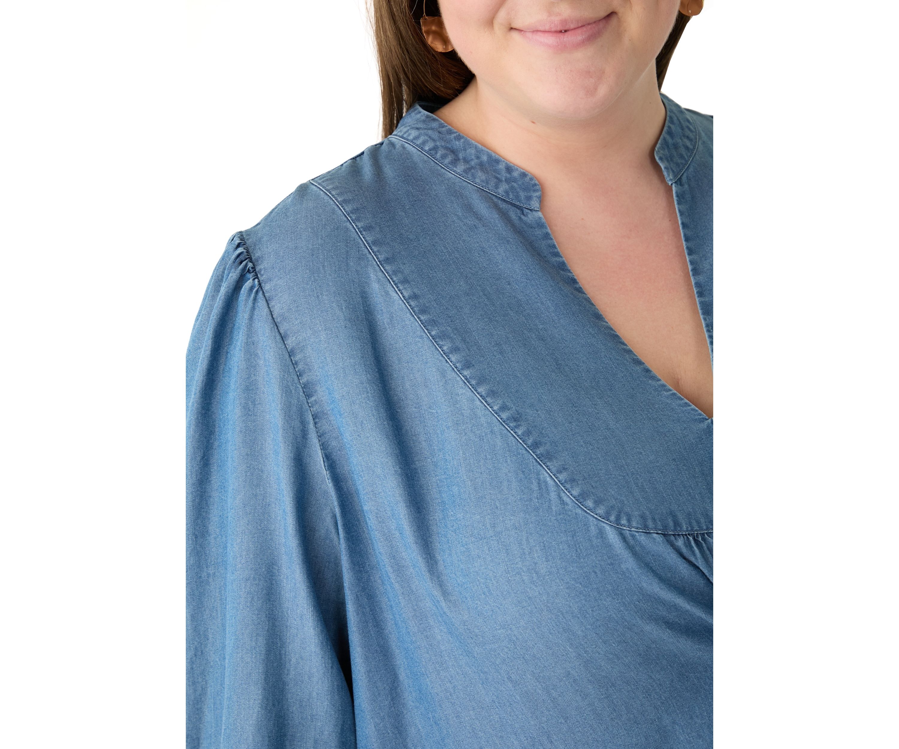 Plus Size 3/4 Sleeve Split Neck Tiered Ruffle Dress