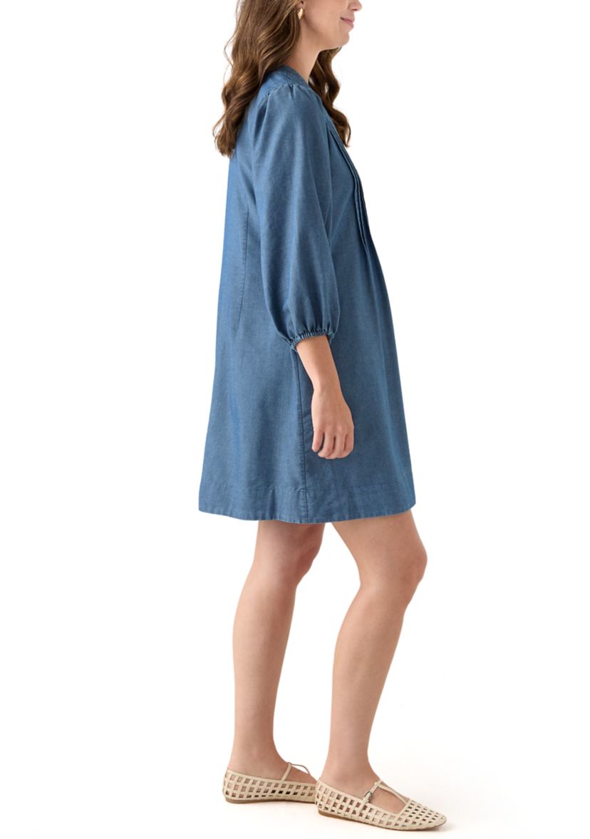 Womens 3/4 Sleeve Denim Mini Dress